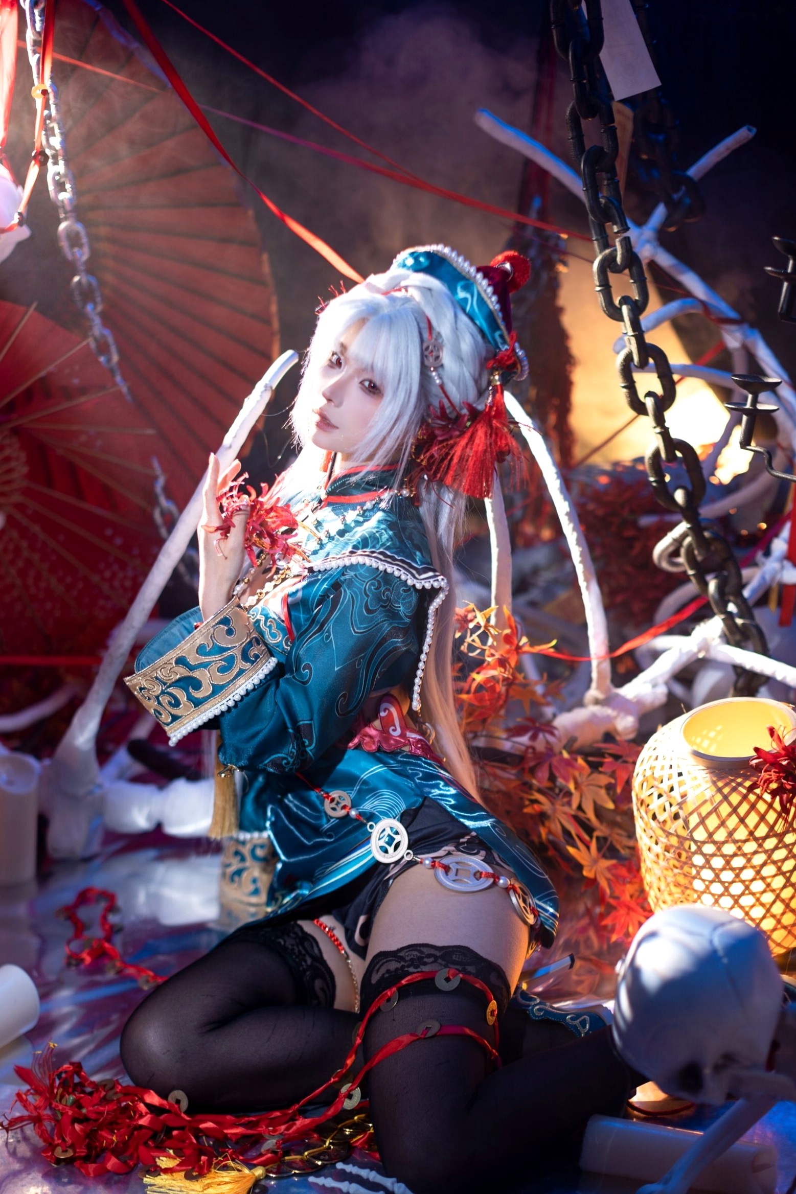 蠢沫沫-8月写真合集-4:暗黑国风僵尸娘COS与黑丝美腿性感写真