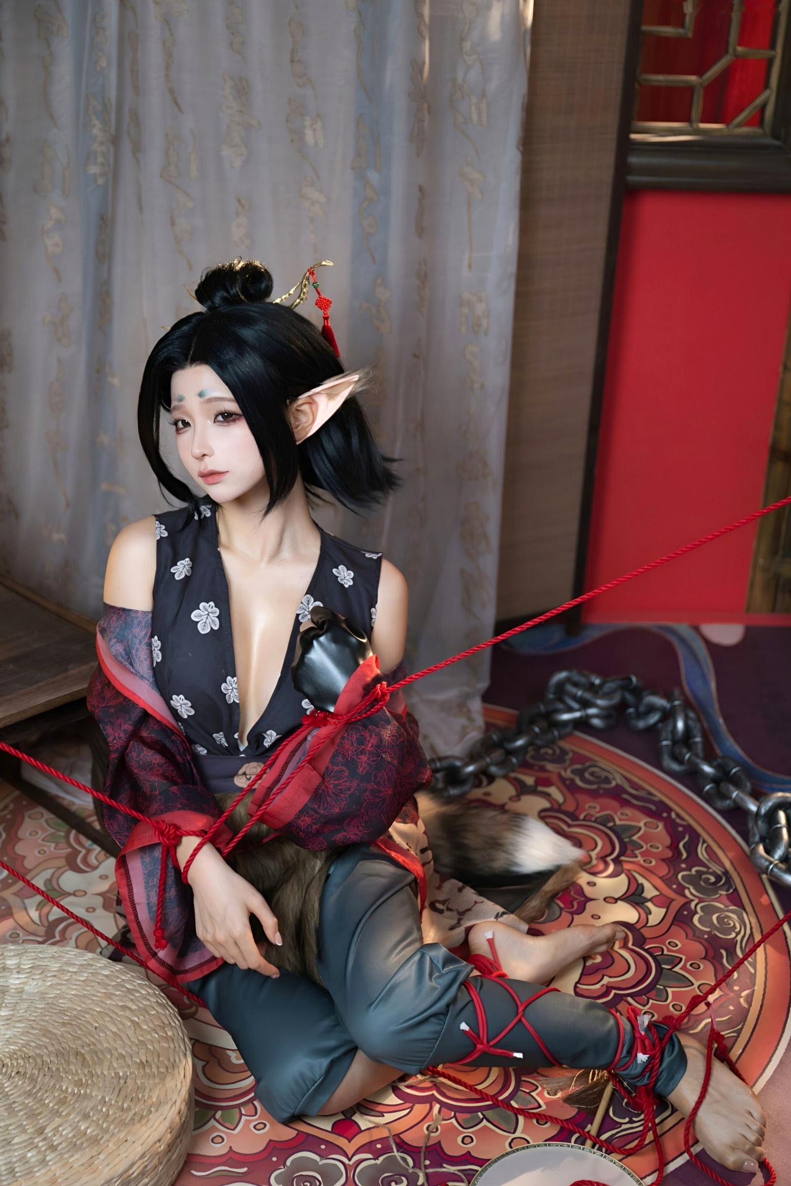 蠢沫沫《黑神话:悟空》萍萍Cosplay 妖魅红绳古风性感写真