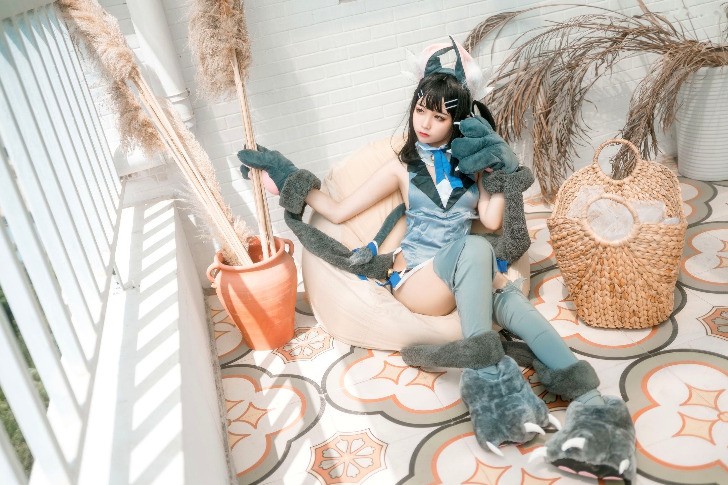 蠢沫沫-美游-魔法少女-伊莉雅 阳台兽耳萌系Cosplay性感私房写真