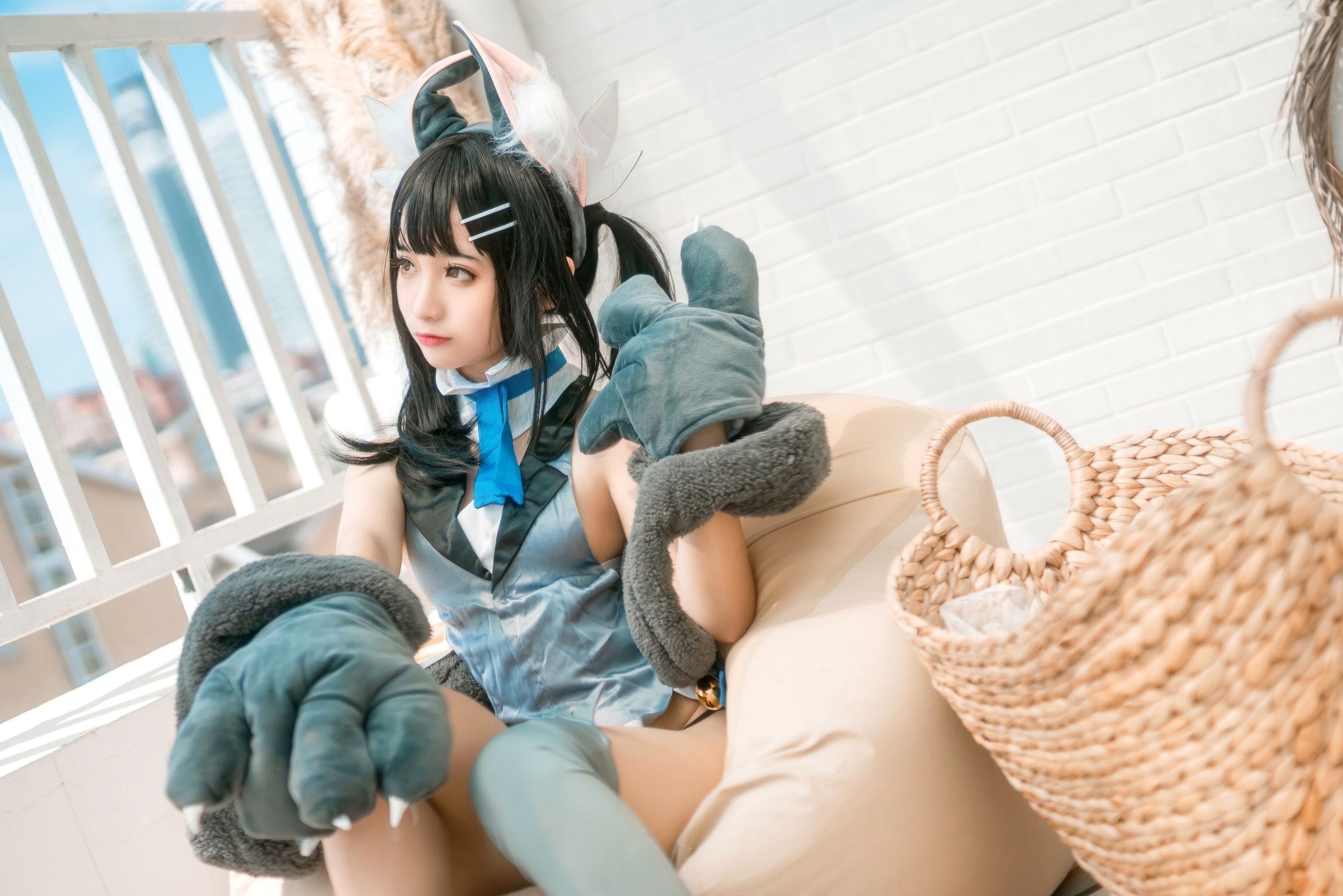蠢沫沫-美游-魔法少女-伊莉雅 阳台兽耳萌系Cosplay性感私房写真