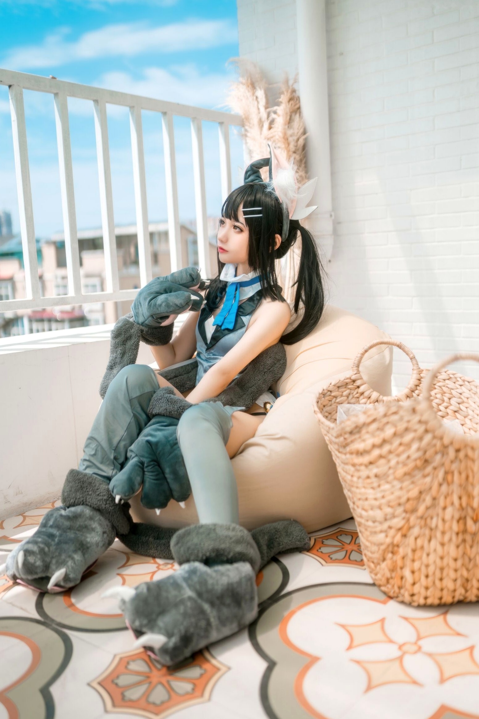 蠢沫沫-美游-魔法少女-伊莉雅 阳台兽耳萌系Cosplay性感私房写真