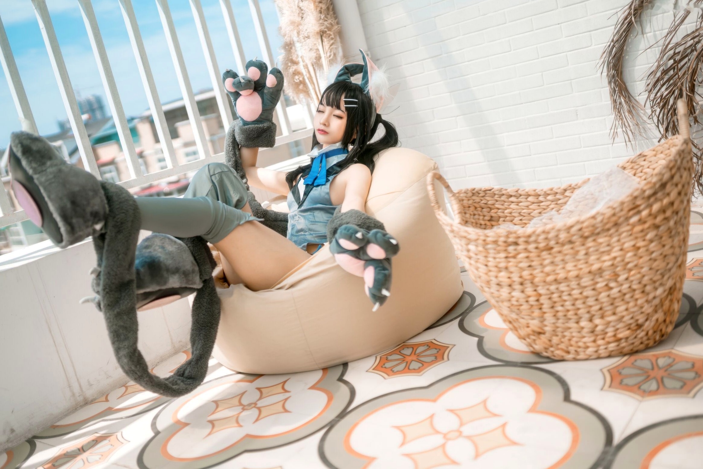蠢沫沫-美游-魔法少女-伊莉雅 阳台兽耳萌系Cosplay性感私房写真