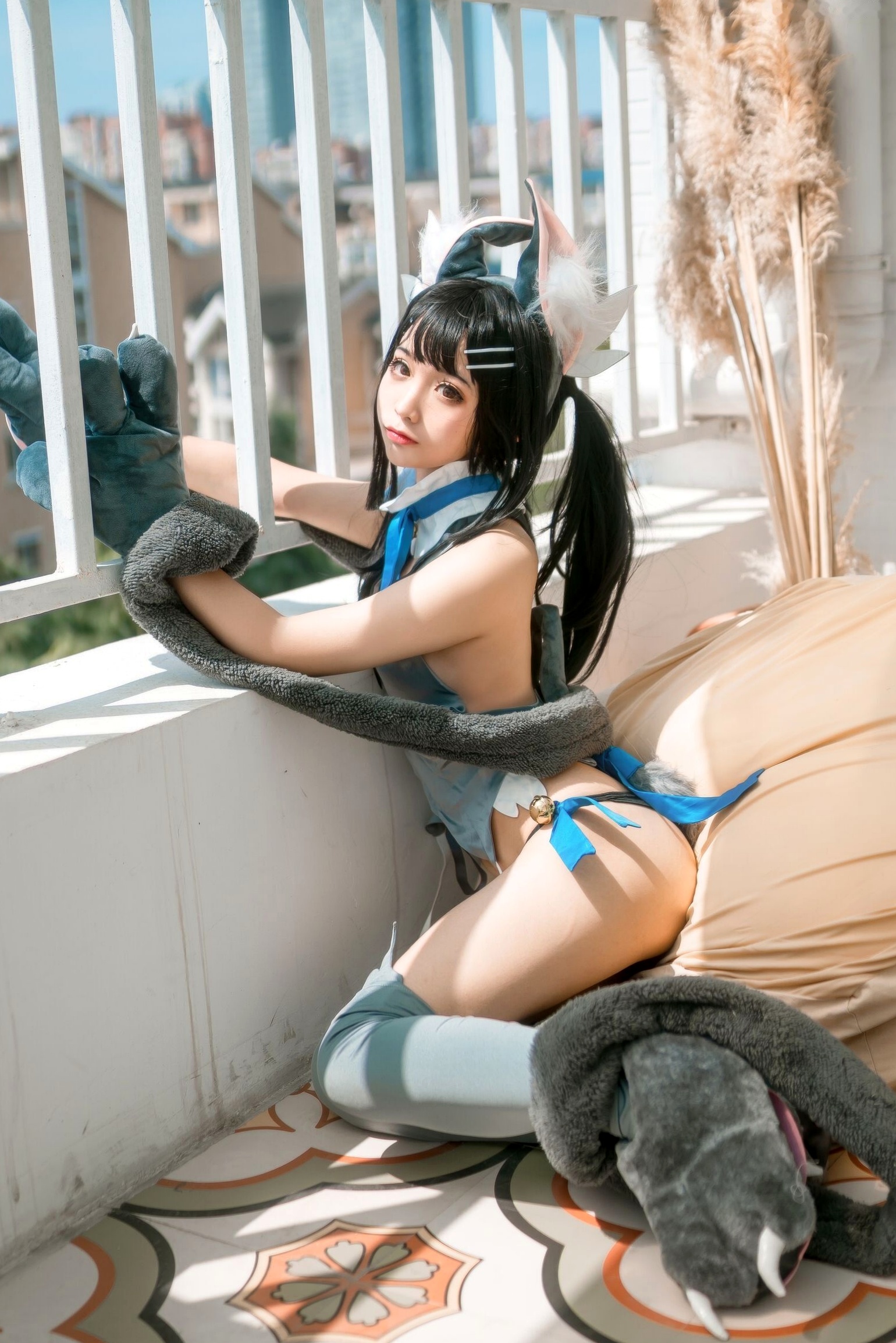 蠢沫沫-美游-魔法少女-伊莉雅 阳台兽耳萌系Cosplay性感私房写真