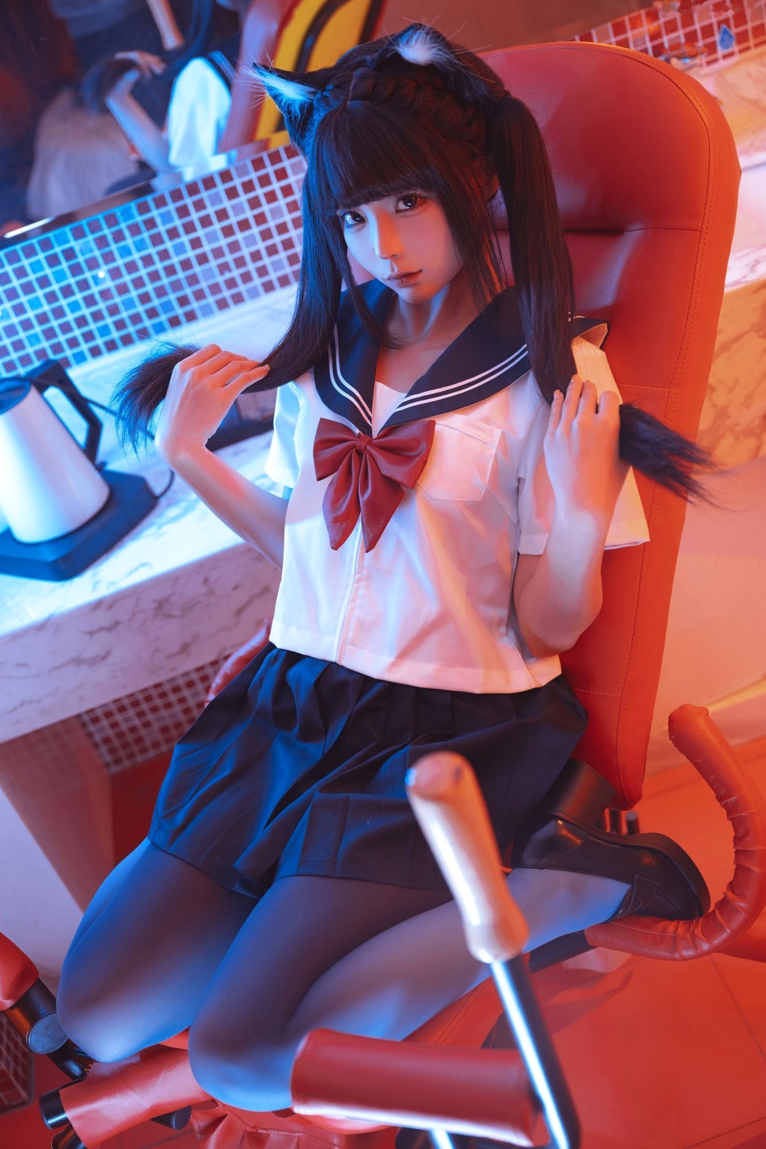 蠢沫沫三月T2订阅《另一面The-Other-Side束缚》猫耳制服浴室诱惑写真