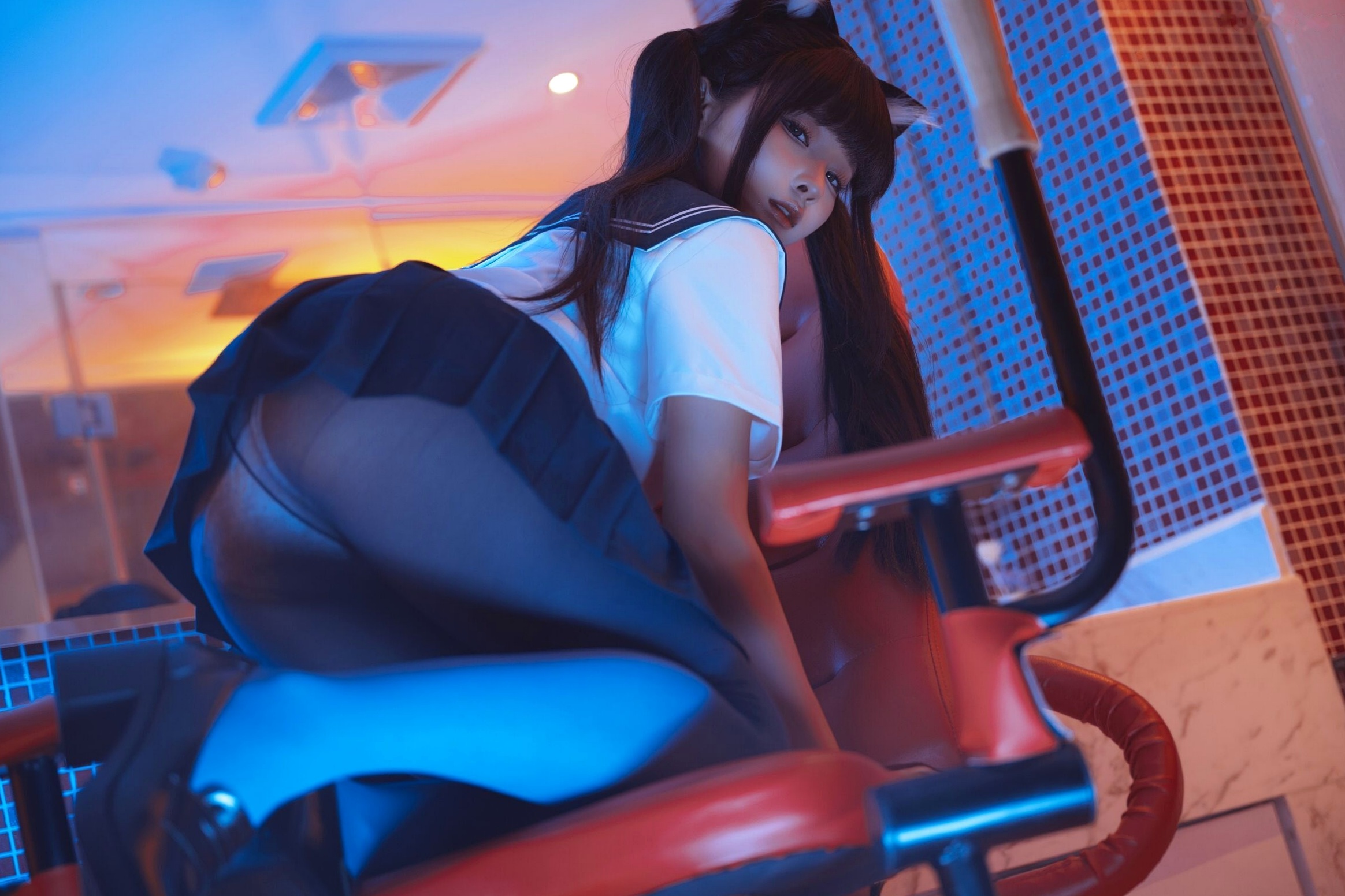 蠢沫沫三月T2订阅《另一面The-Other-Side束缚》猫耳制服浴室诱惑写真
