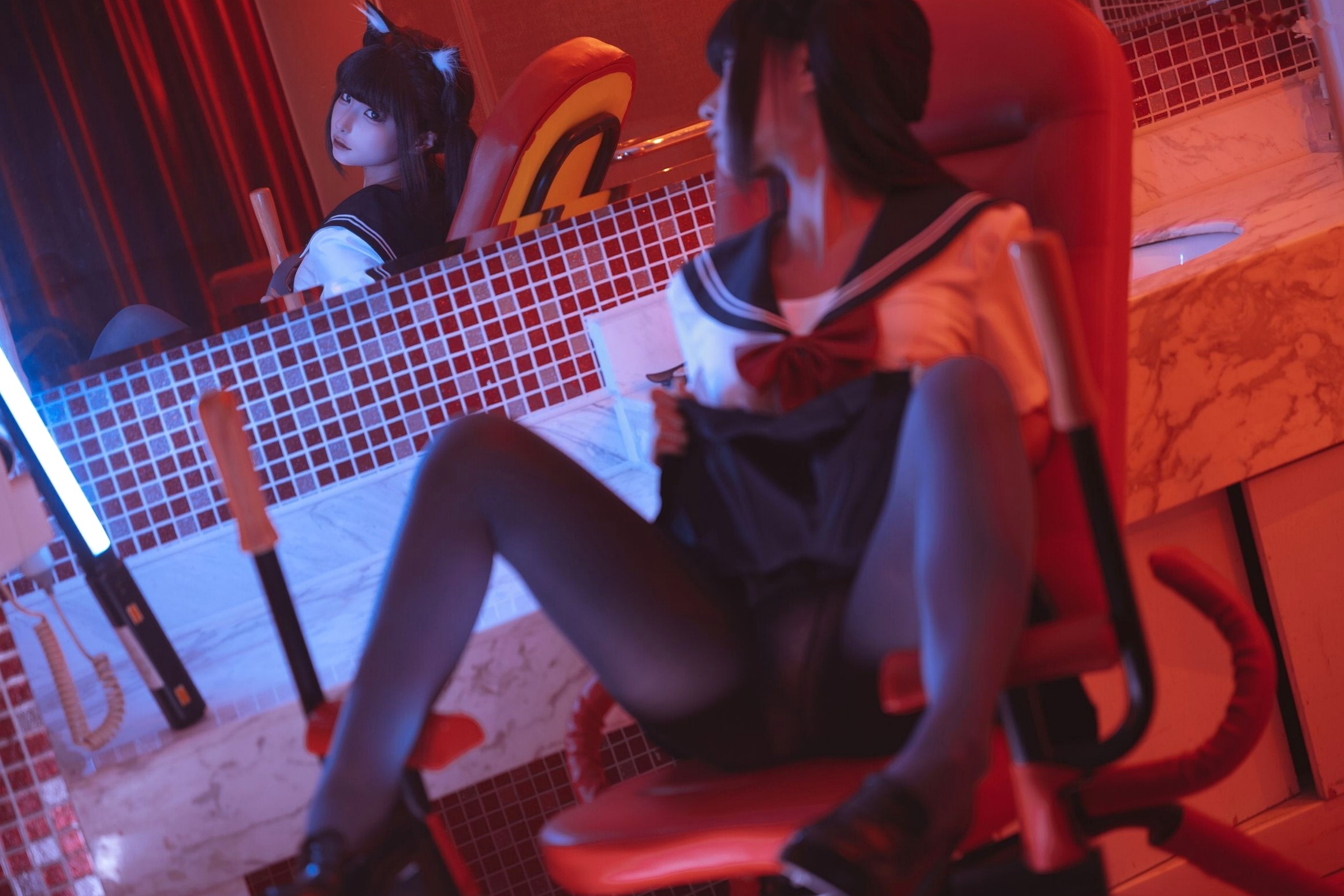 蠢沫沫三月T2订阅《另一面The-Other-Side束缚》猫耳制服浴室诱惑写真
