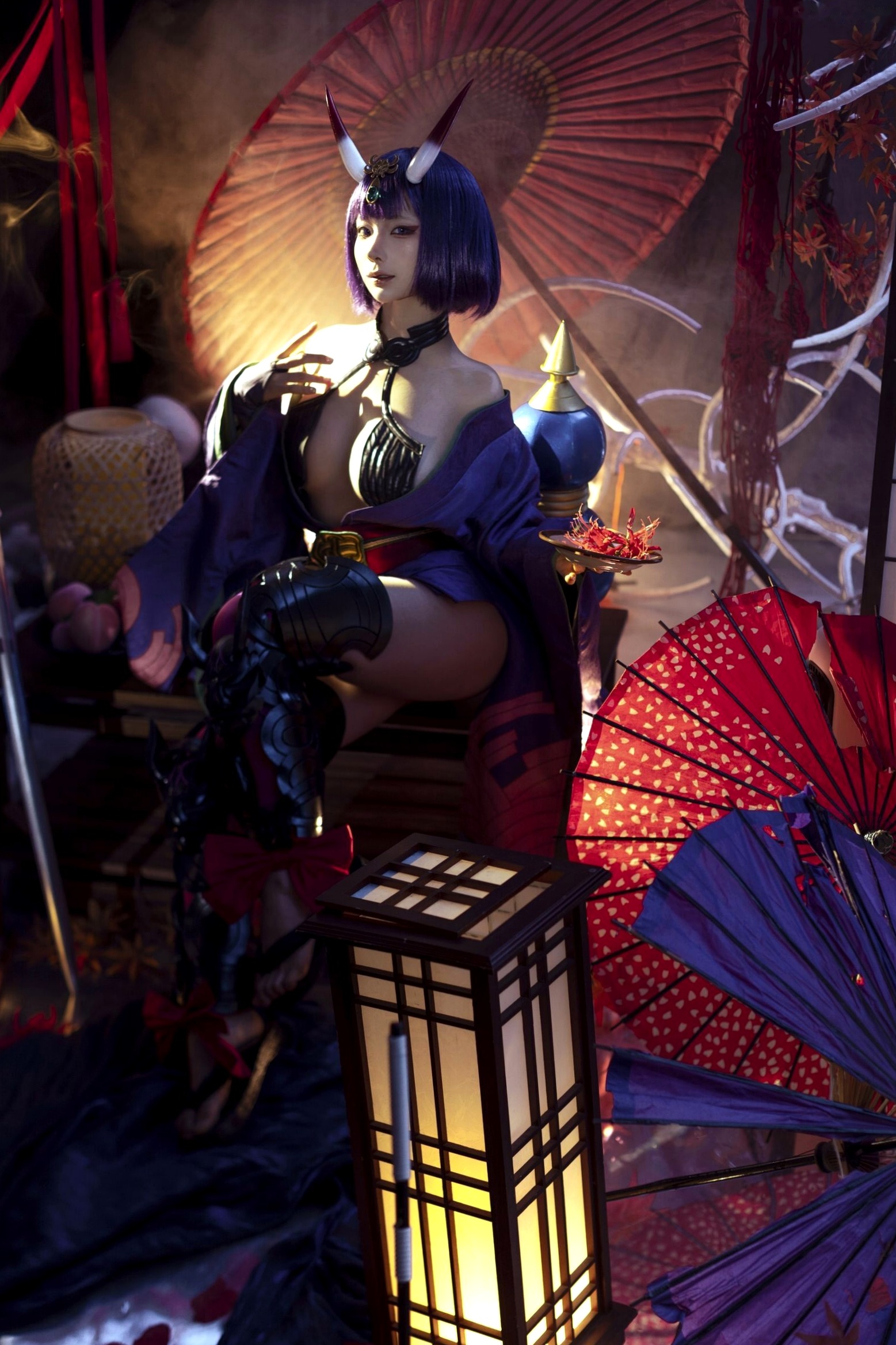 蠢沫沫-2025年09月自拍-4套 魅惑鬼姬Cosplay与黑丝校服写真