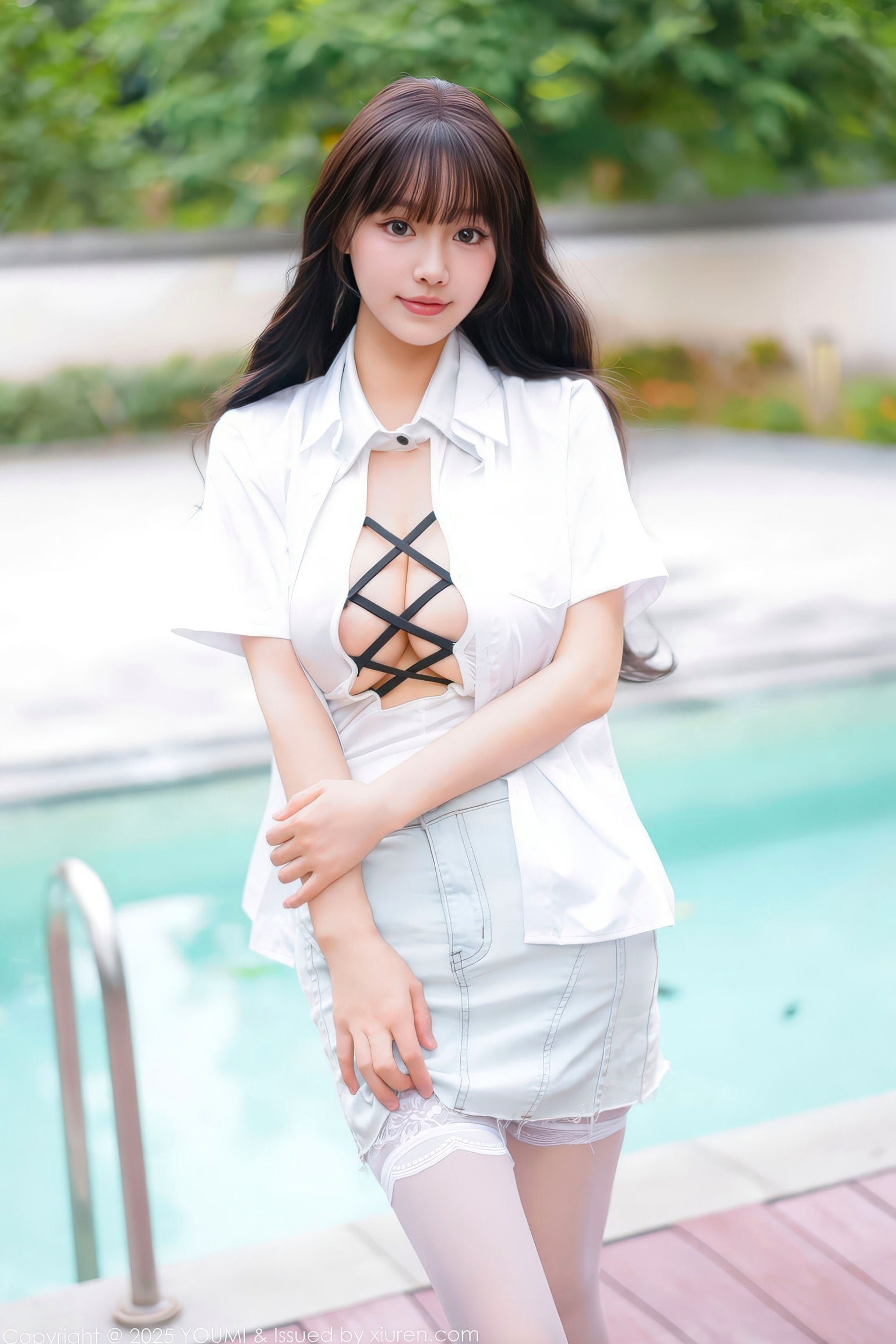 YouMi尤蜜荟 1190 朱可儿 - 泳池湿身白丝情趣内衣性感美臀 - 无圣光大尺度写真