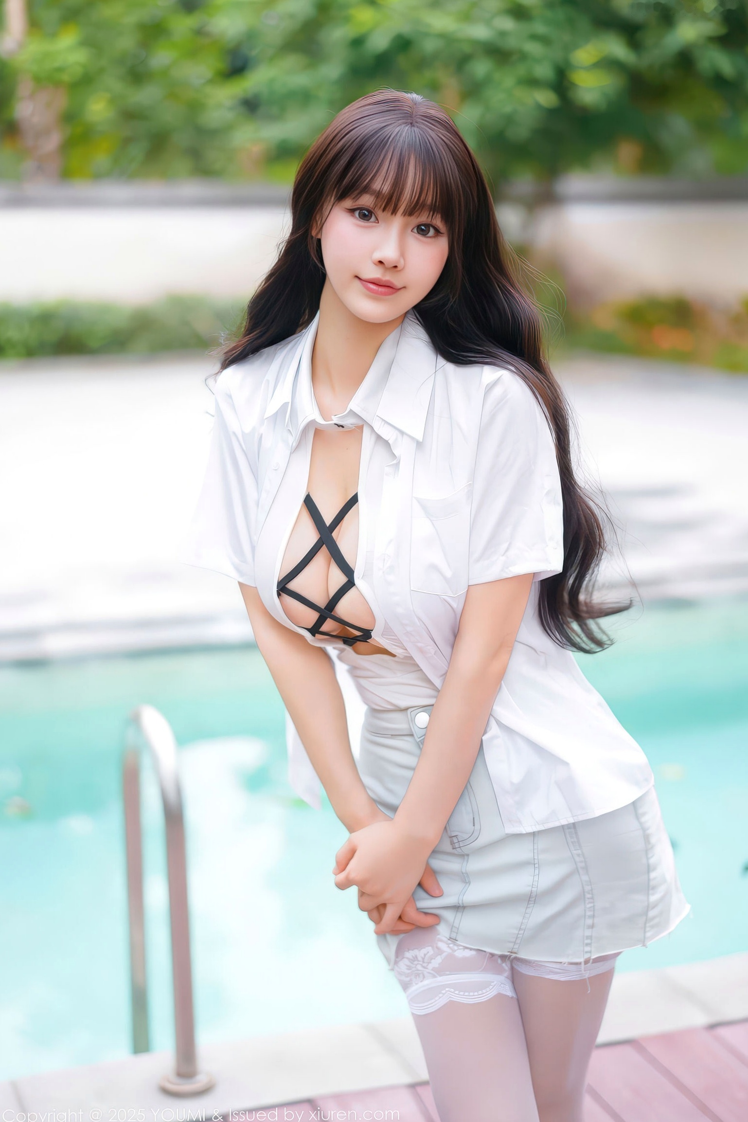 YouMi尤蜜荟 1190 朱可儿 - 泳池湿身白丝情趣内衣性感美臀 - 无圣光大尺度写真