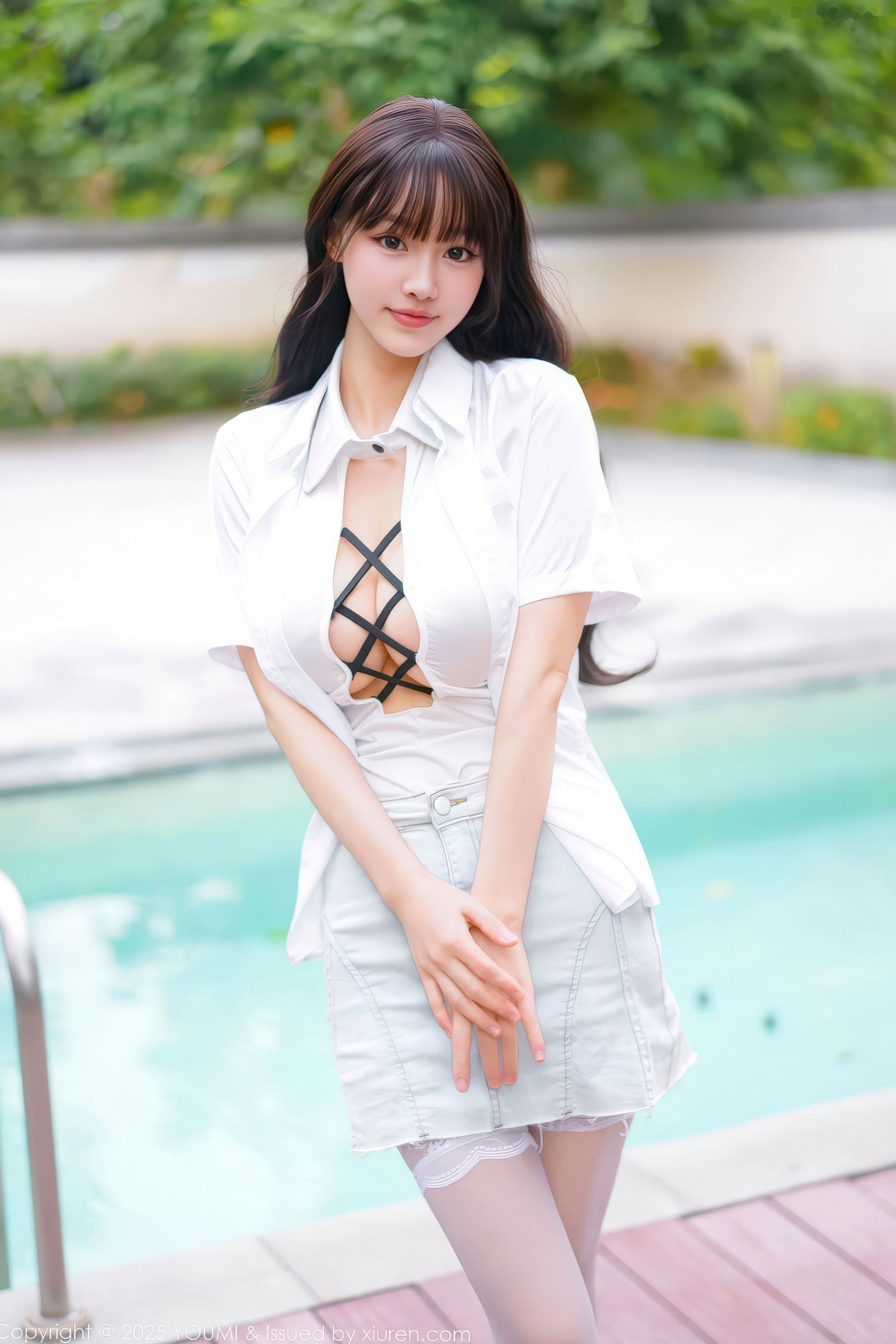 YouMi尤蜜荟 1190 朱可儿 - 泳池湿身白丝情趣内衣性感美臀 - 无圣光大尺度写真