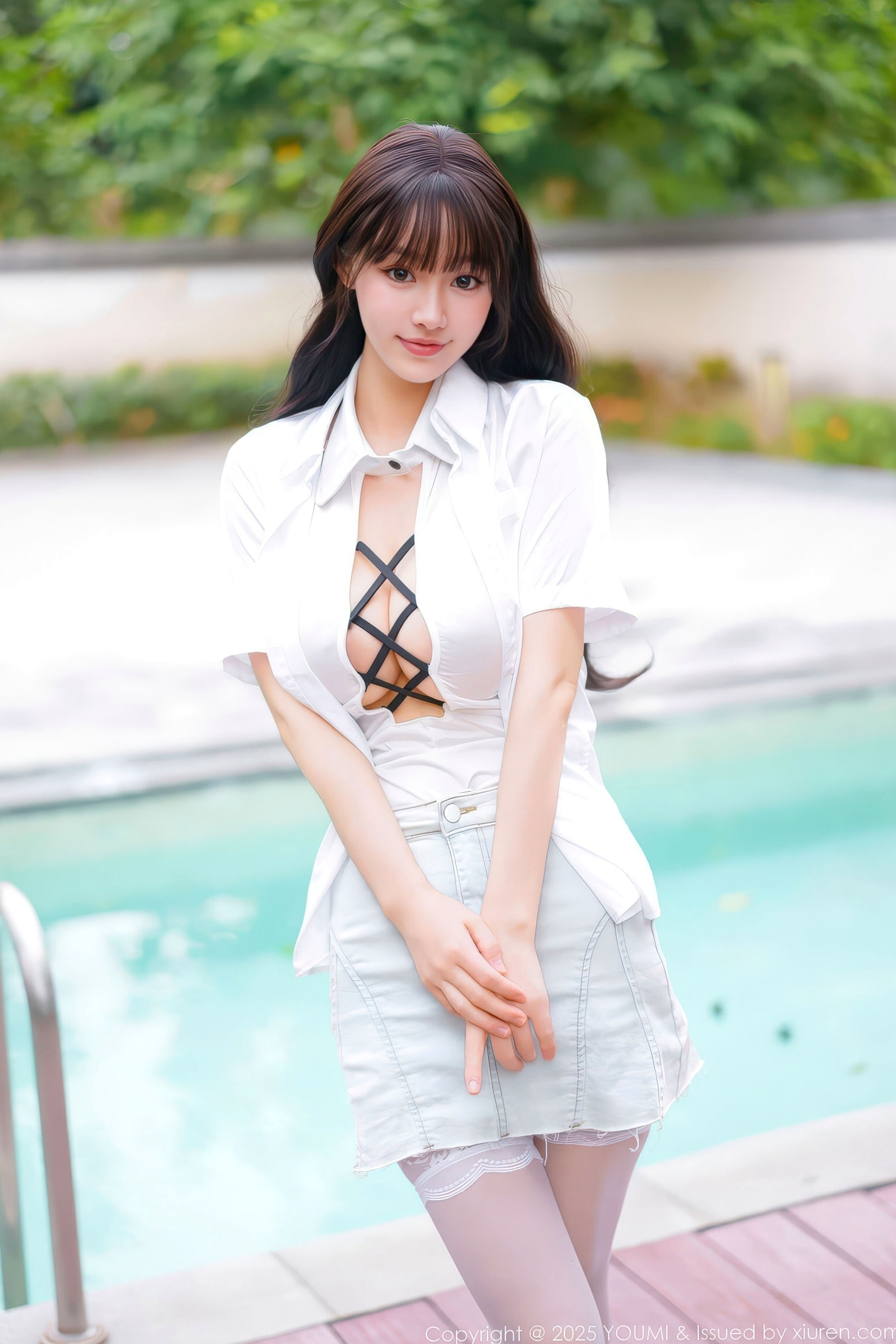 YouMi尤蜜荟 1190 朱可儿 - 泳池湿身白丝情趣内衣性感美臀 - 无圣光大尺度写真