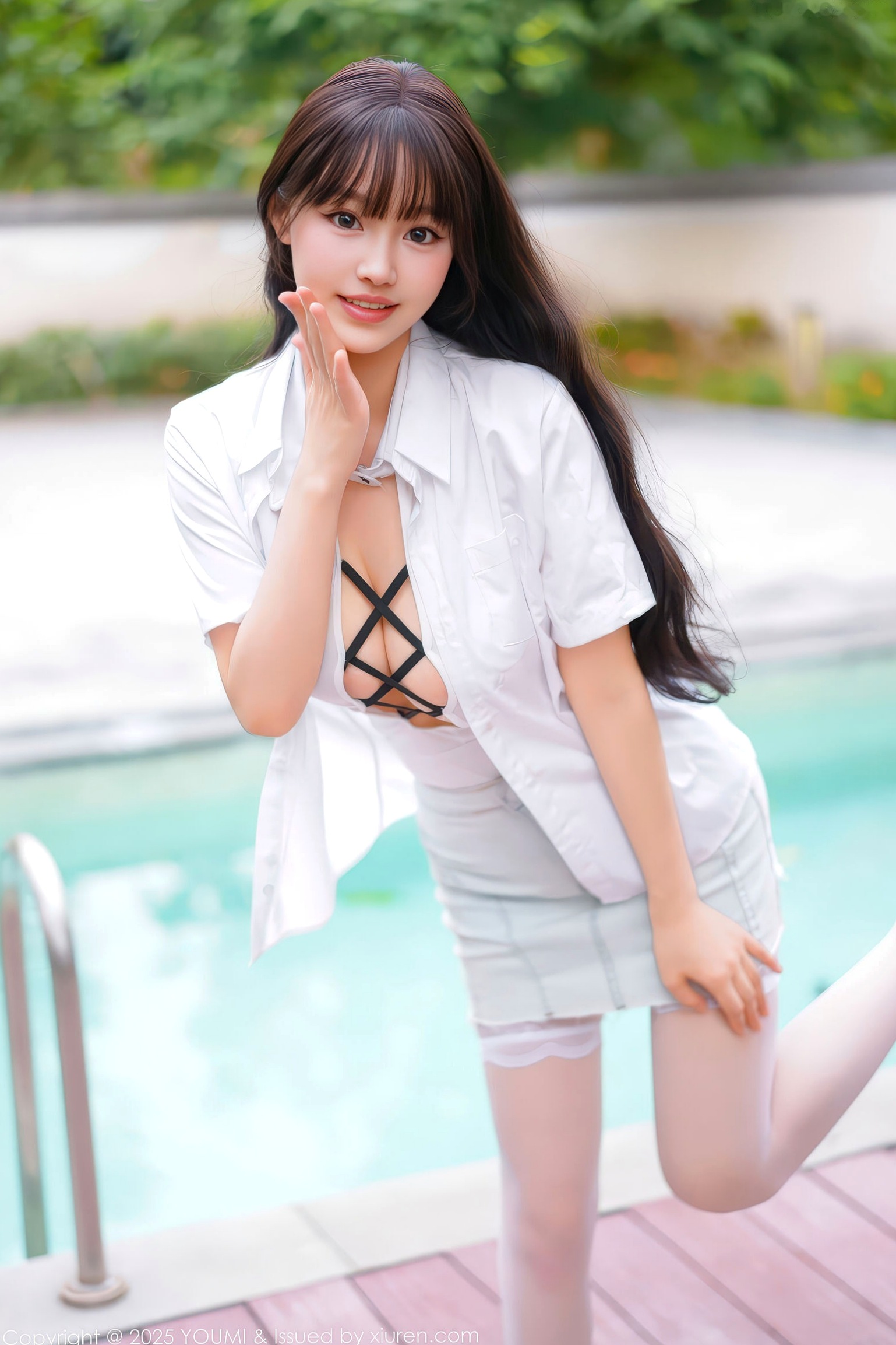 YouMi尤蜜荟 1190 朱可儿 - 泳池湿身白丝情趣内衣性感美臀 - 无圣光大尺度写真