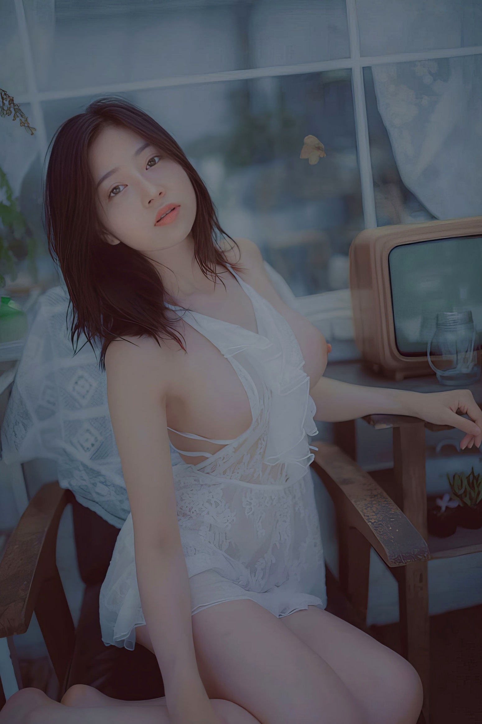 年年Nnian-青青子衿:复古怀旧色调私房,白蕾丝诱惑展曼妙身姿