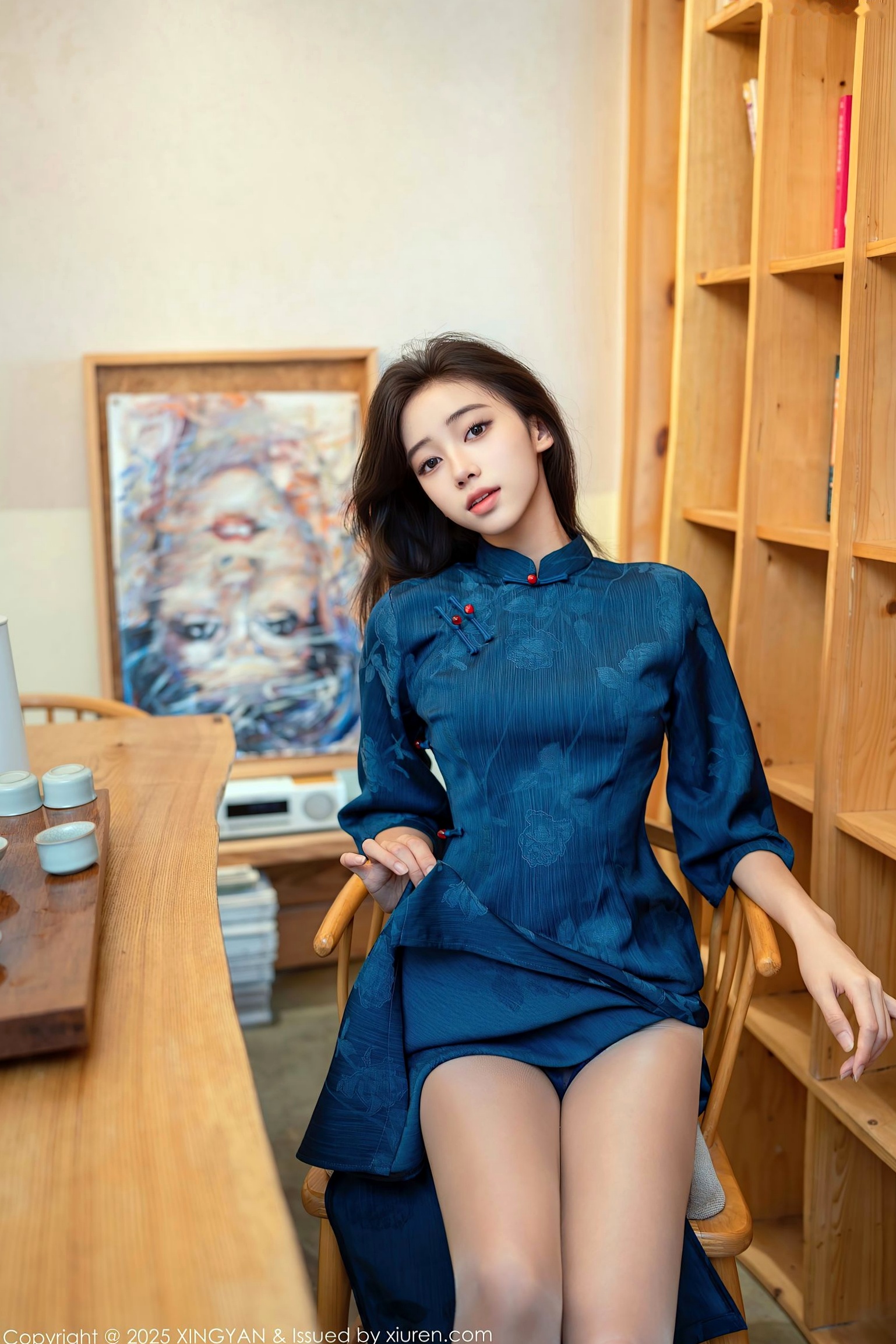 XingYan星颜社-390-时安安-书房私房写真-黑色内衣挑战极品曲线-极致诱惑
