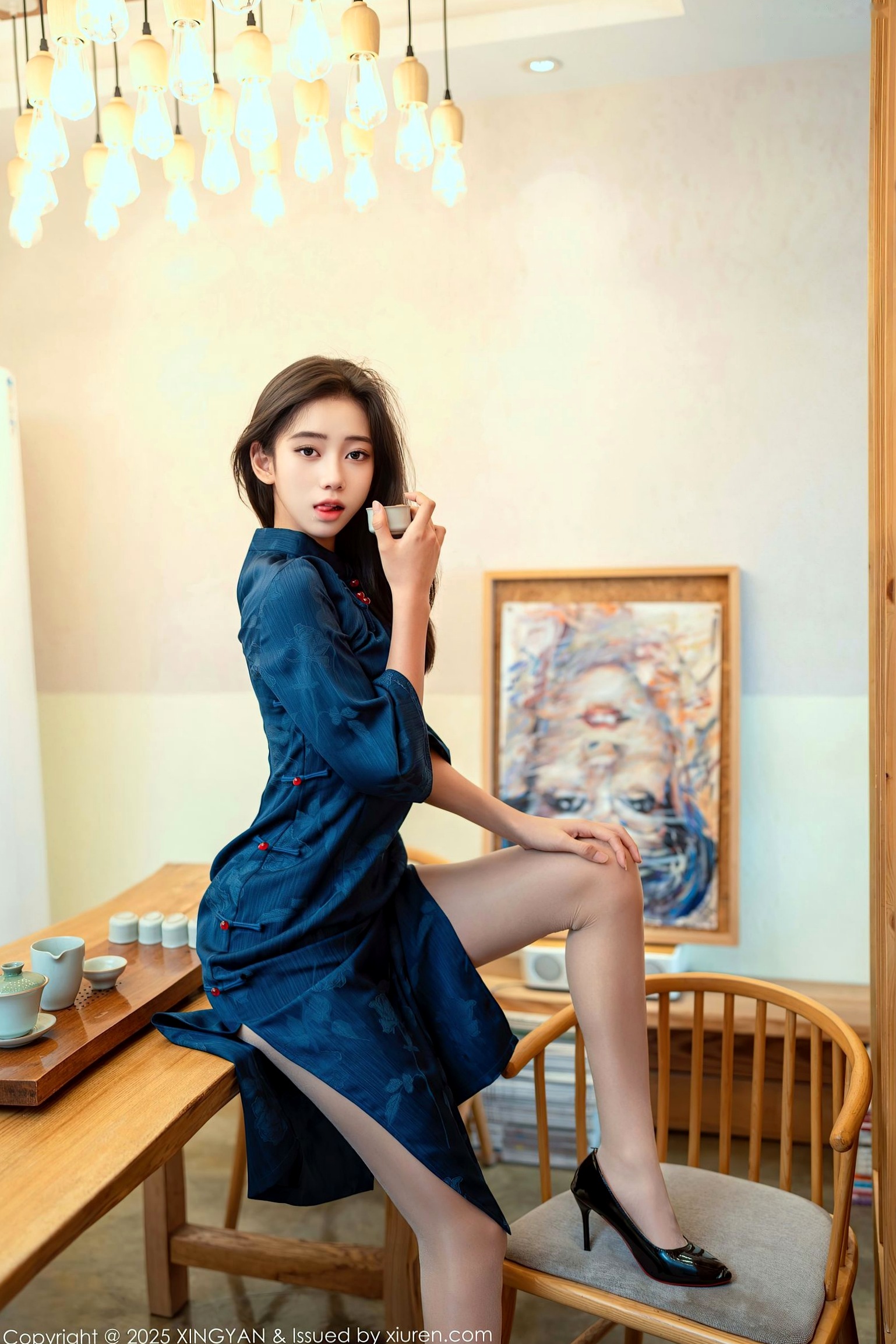 XingYan星颜社-390-时安安-书房私房写真-黑色内衣挑战极品曲线-极致诱惑