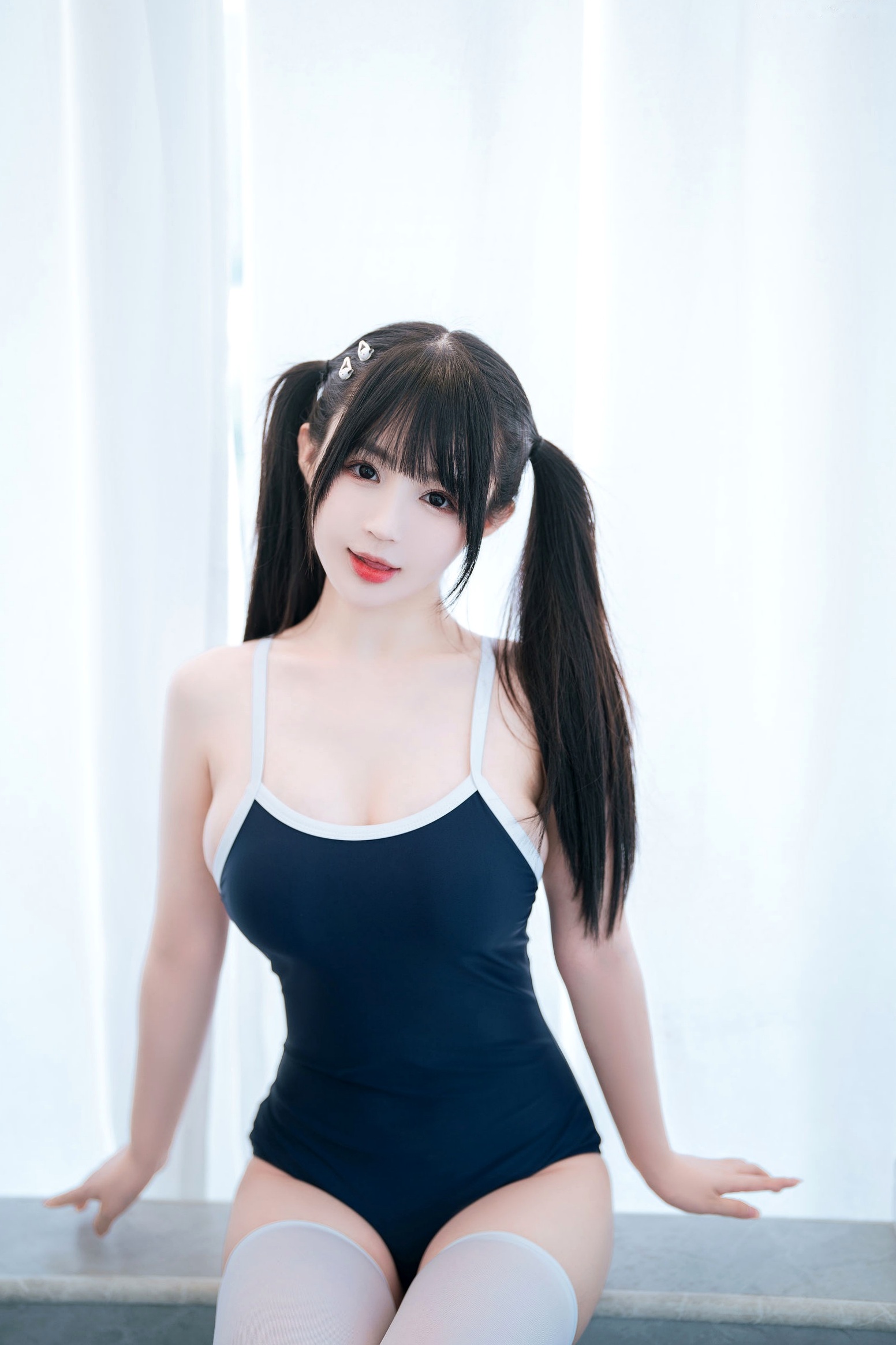 《桜井宁宁-059-青春双马尾少女泳池私房写真,性感白丝死库水诱惑》