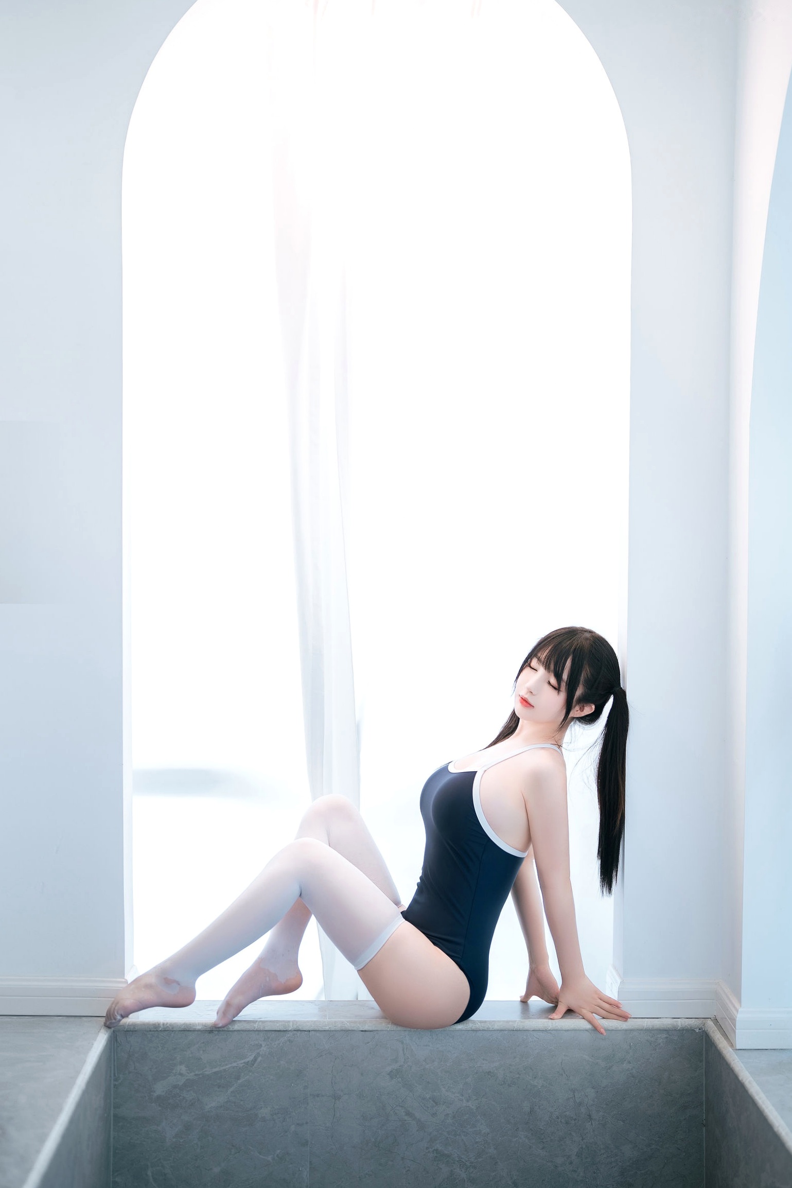 《桜井宁宁-059-青春双马尾少女泳池私房写真,性感白丝死库水诱惑》