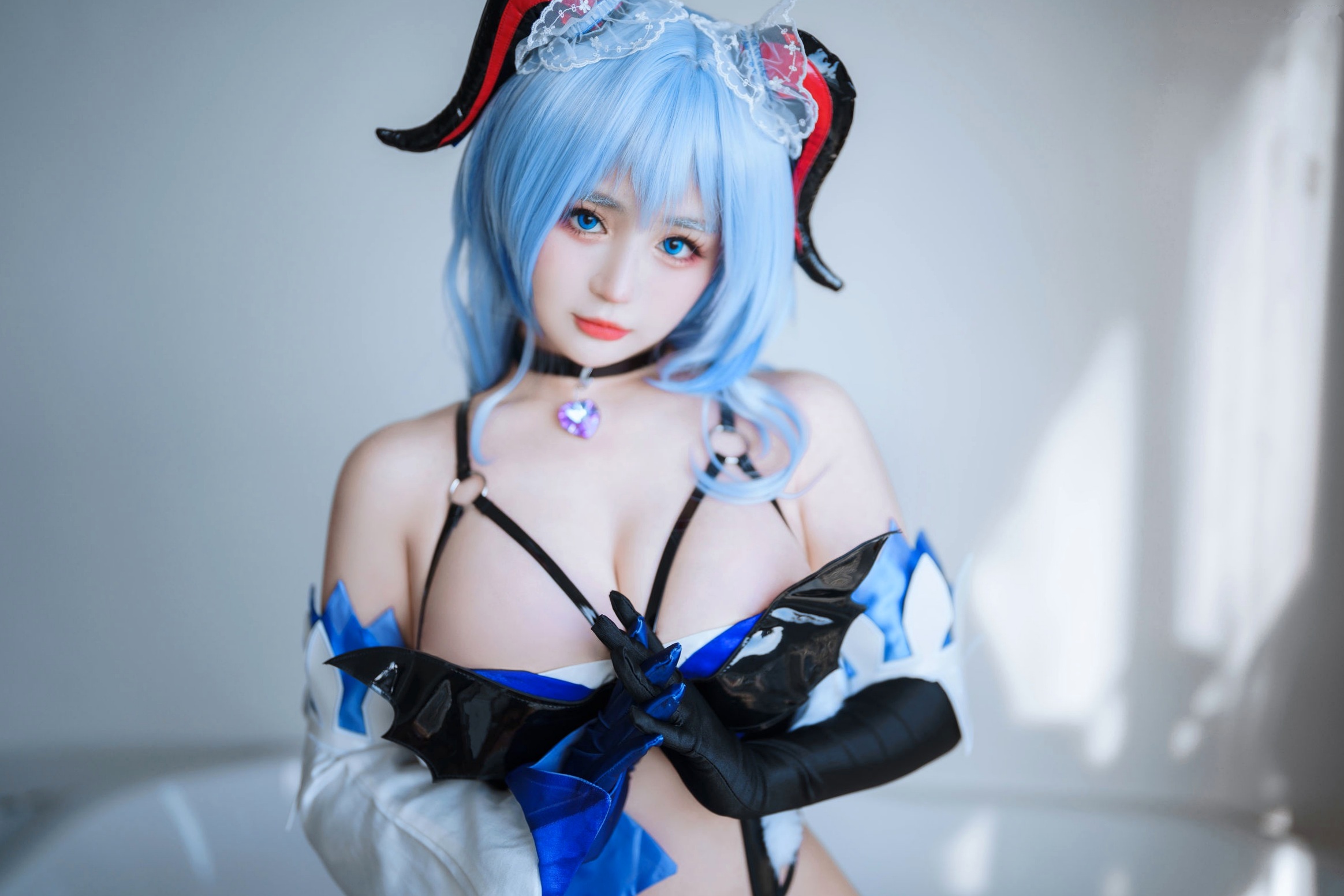 桜井宁宁-057-甘雨,极致还原cosplay写真,乳胶连体衣配渔网袜,展示绝美身材与诱惑魅力