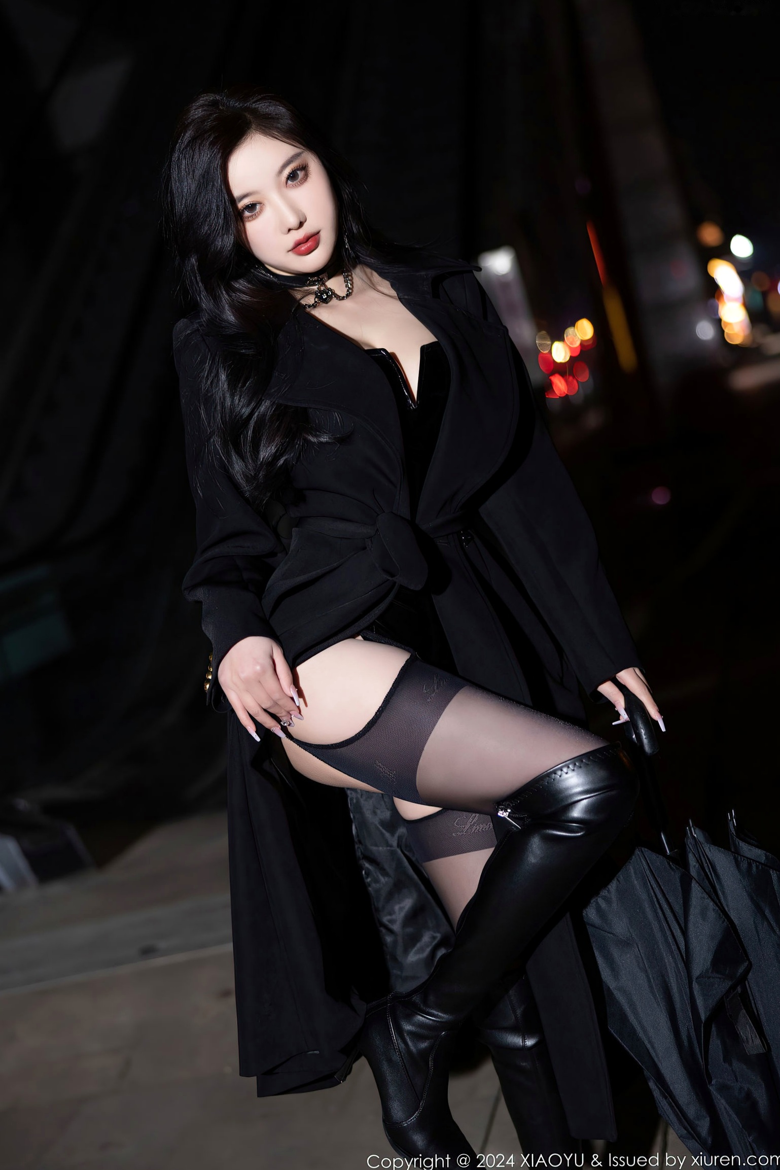 XiaoYu语画界-杨晨晨Yome-暗黑系漆皮制服诱惑与黑丝大片-冷艳御姐私房写真