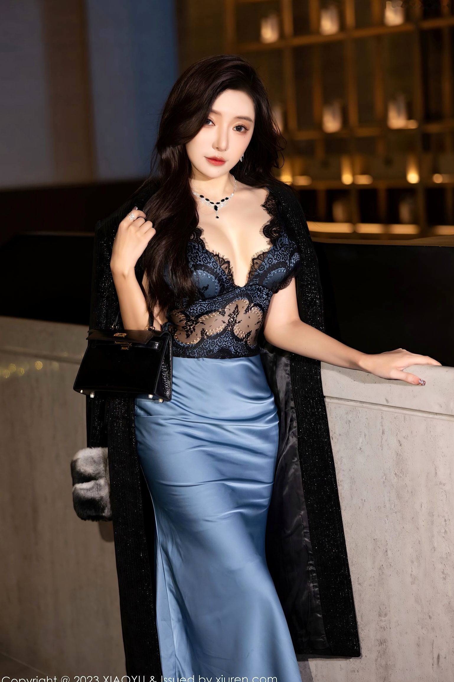 XiaoYu语画界-1163-王馨瑶yanni-高级感蓝黑色礼裙与大胆透视私房写真-无圣光