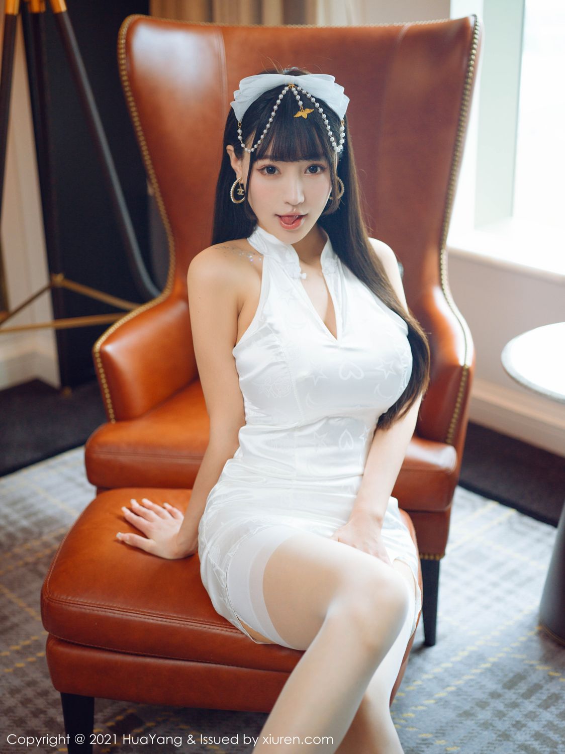 朱可儿的白色旗袍 farel参与私人订制