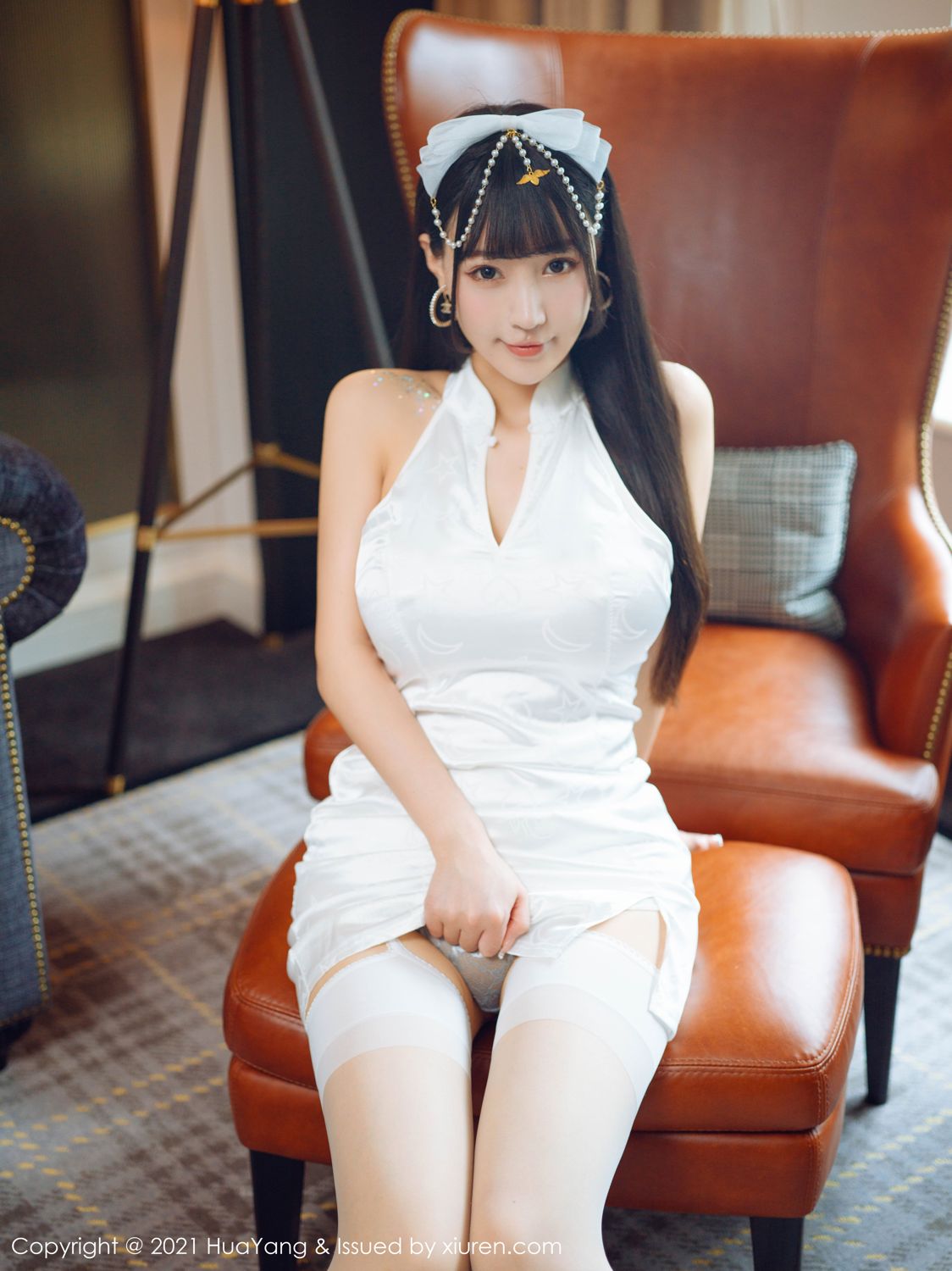 朱可儿的白色旗袍 farel参与私人订制