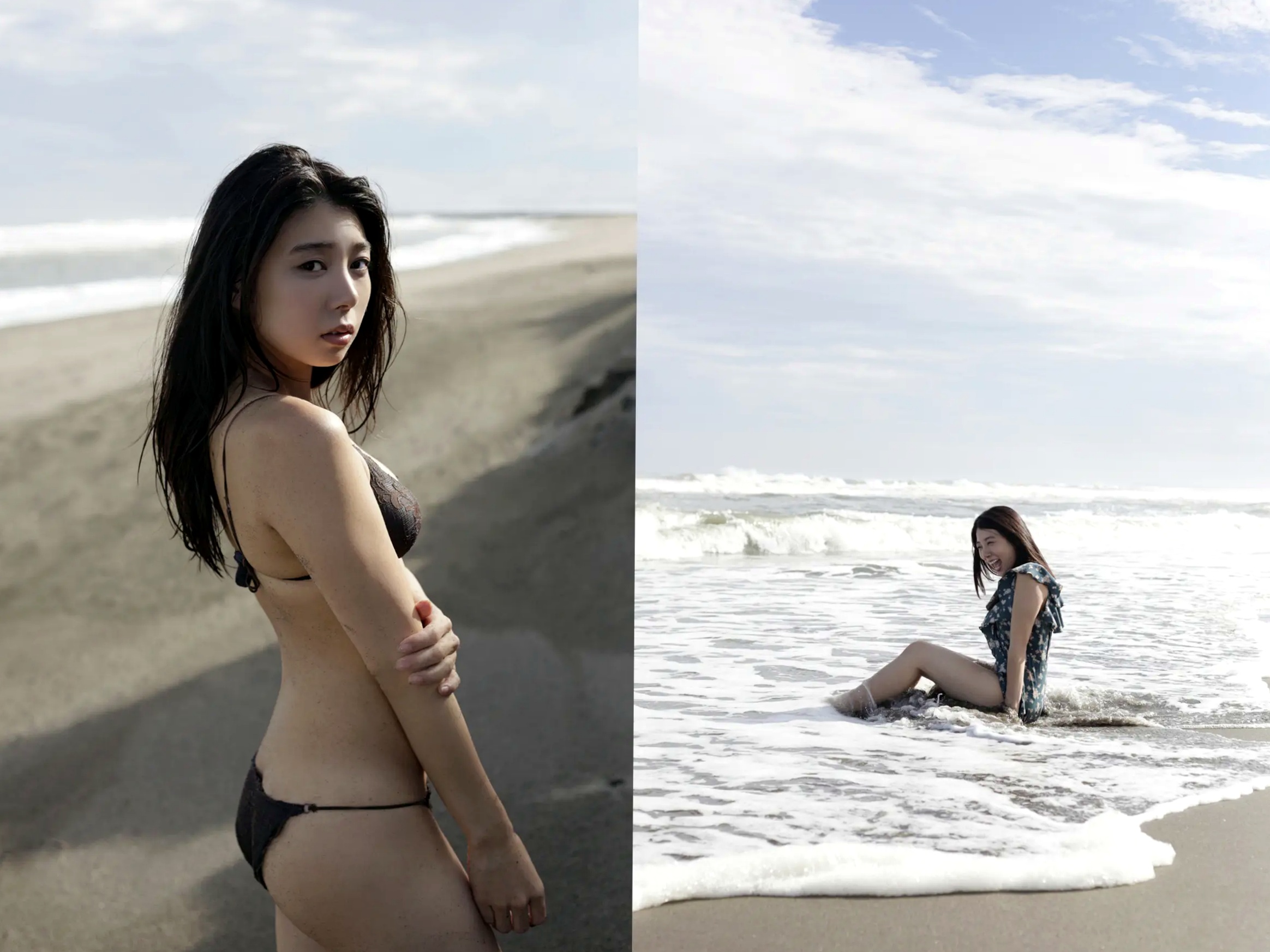 《佐藤夢 - 純潔の裸身 vol.2》海滩黑色比基尼户外性感写真