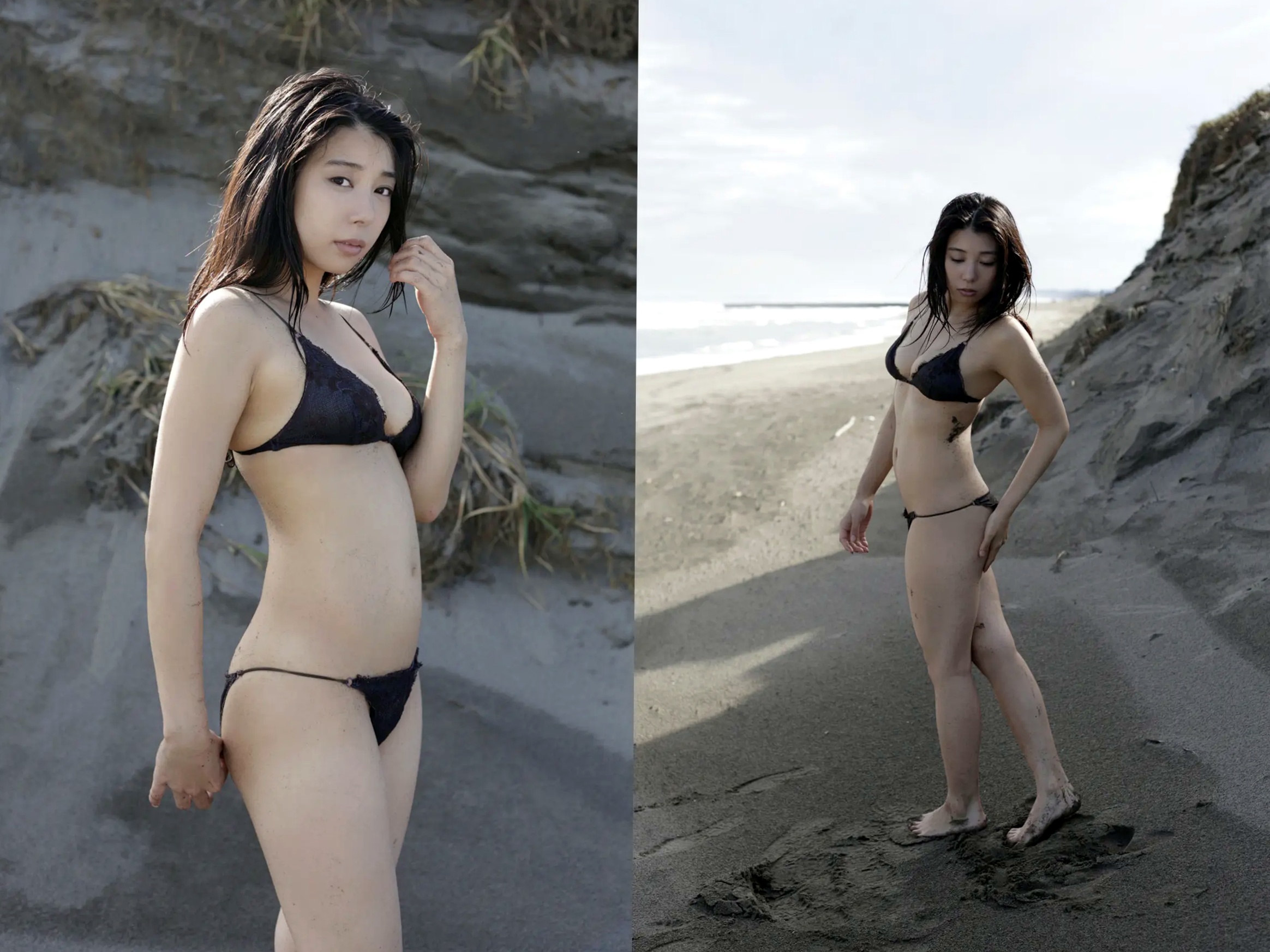 《佐藤夢 - 純潔の裸身 vol.2》海滩黑色比基尼户外性感写真