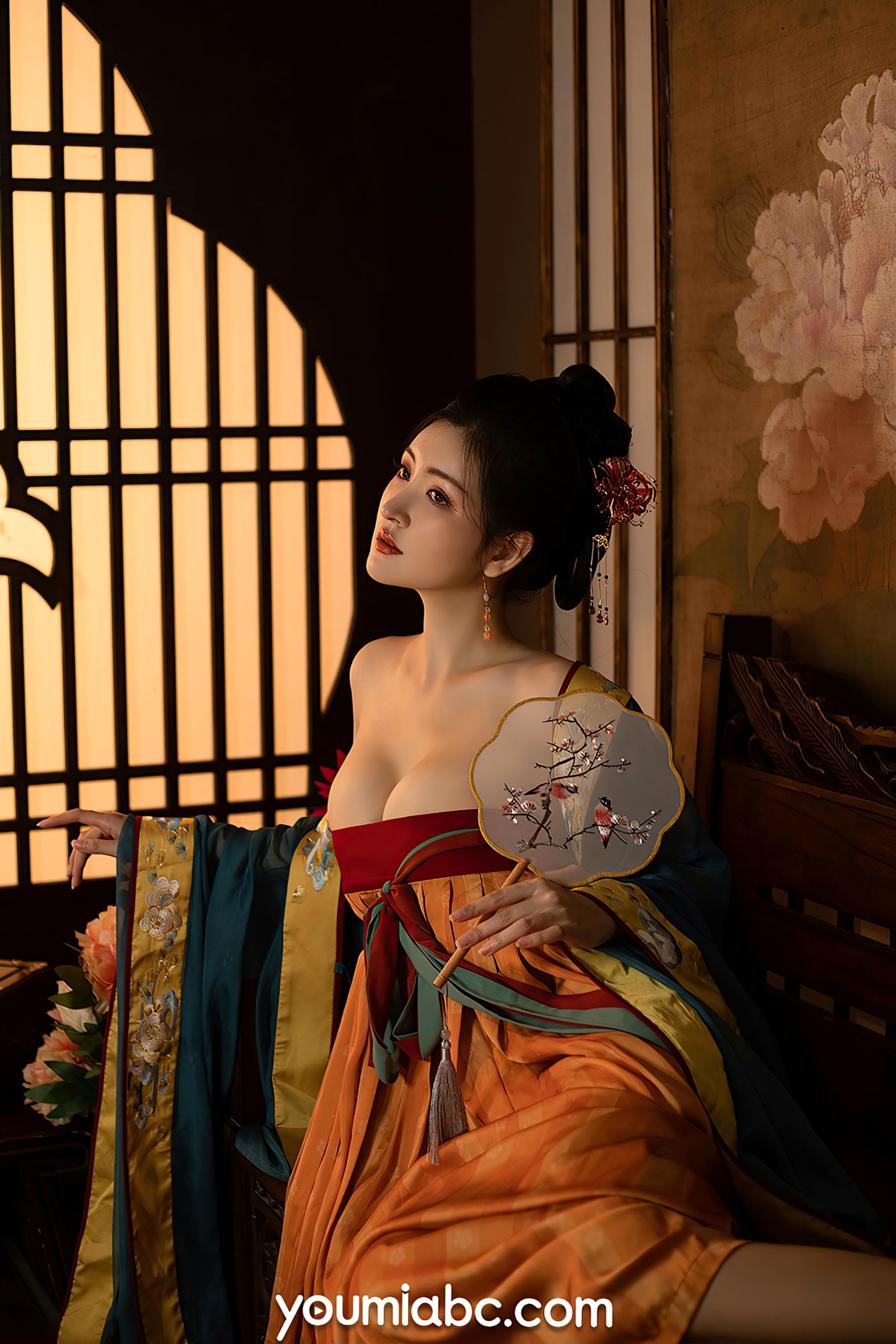 YouMi尤蜜-沈梦瑶-《夜话西窗烛》国风古典汉服私房:香肩半露,烛光摇曳,绝美身姿尽显东方极致诱惑
