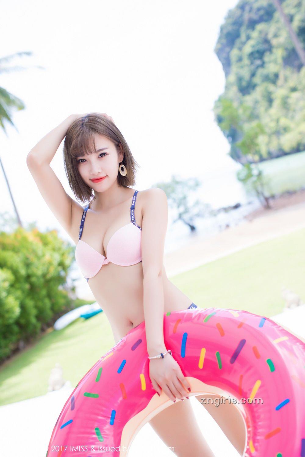 短发女神杨晨晨 蝴蝶结蕾丝内衣