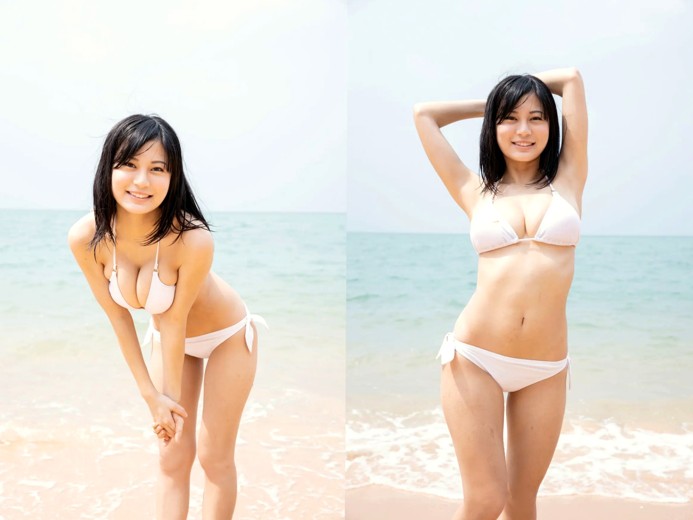 RaMu日本写真:工装连体裤、浴室淋浴与性感比基尼,展现童颜巨乳极致诱惑
