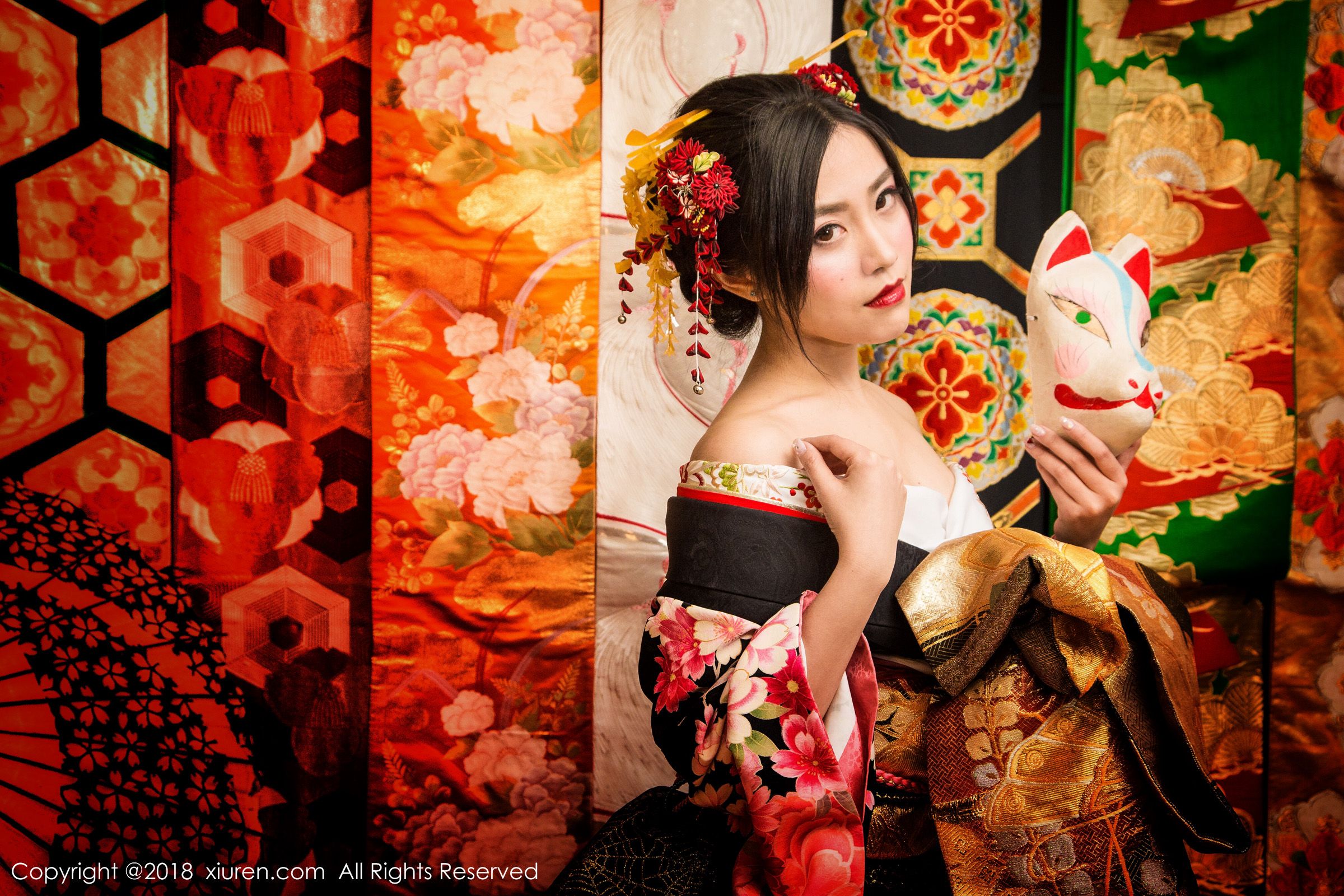日式花魁许诺Sabrina 和服女神性感妖娆