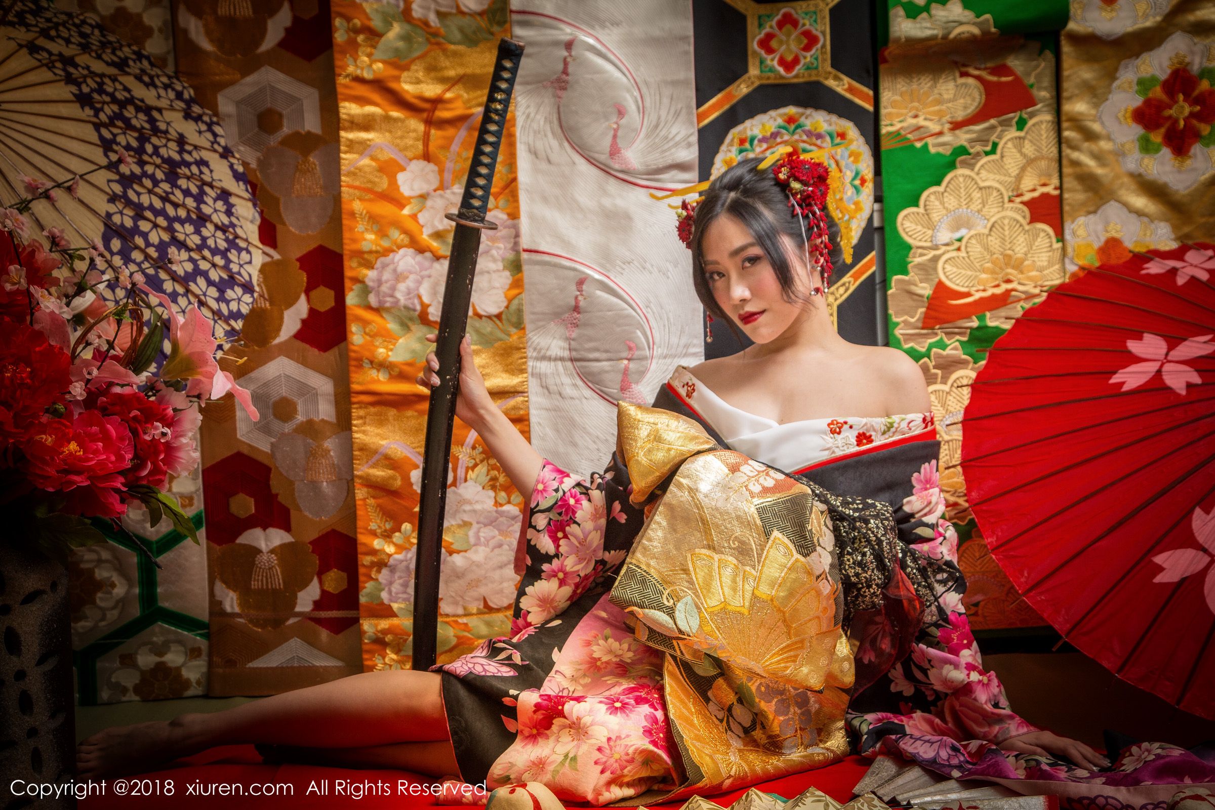 日式花魁许诺Sabrina 和服女神性感妖娆