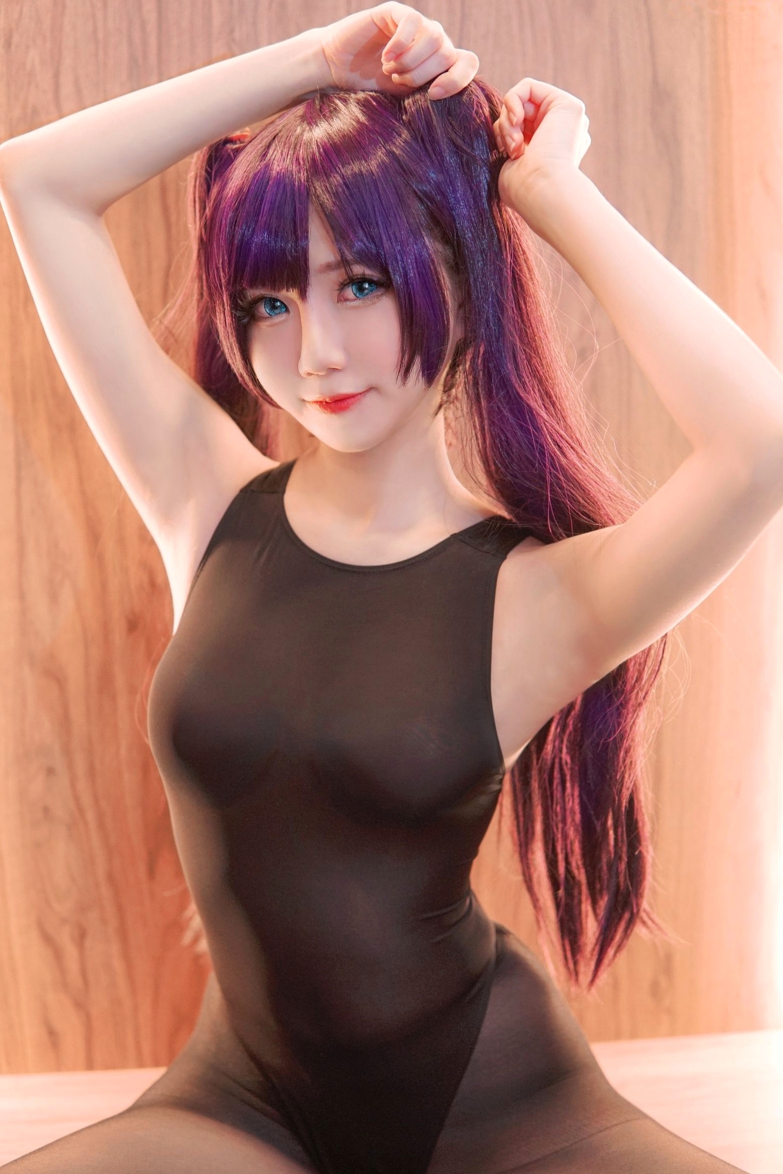《Sally-Dorasnow-原神-莫娜-Cosplay-性感连体泳装-黑丝制服诱惑-湿身私房照-绝美漫展女神》