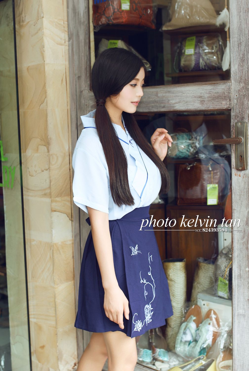 双马尾妹子林美惠子 巴厘岛街拍纯情美图