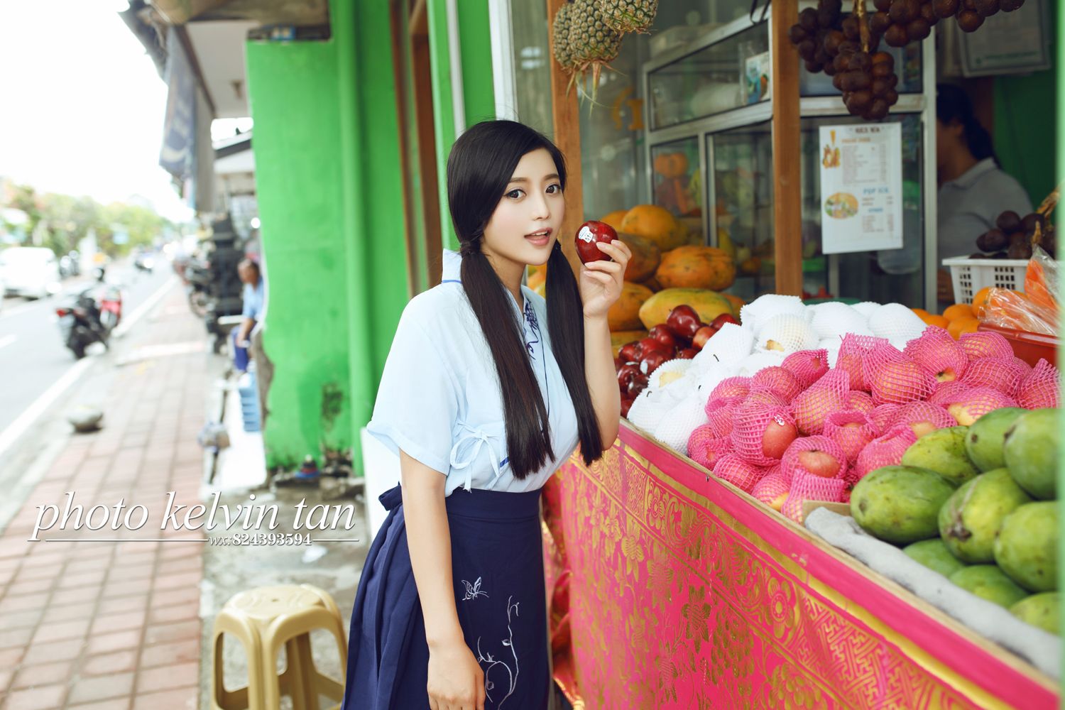 双马尾妹子林美惠子 巴厘岛街拍纯情美图