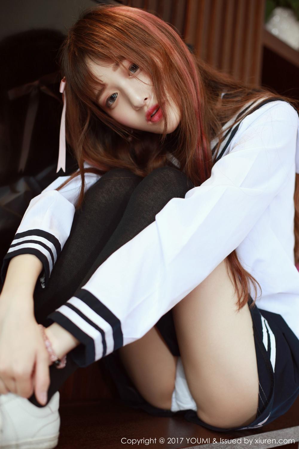 清纯少女little贝壳 碎花长裙与校服内衣