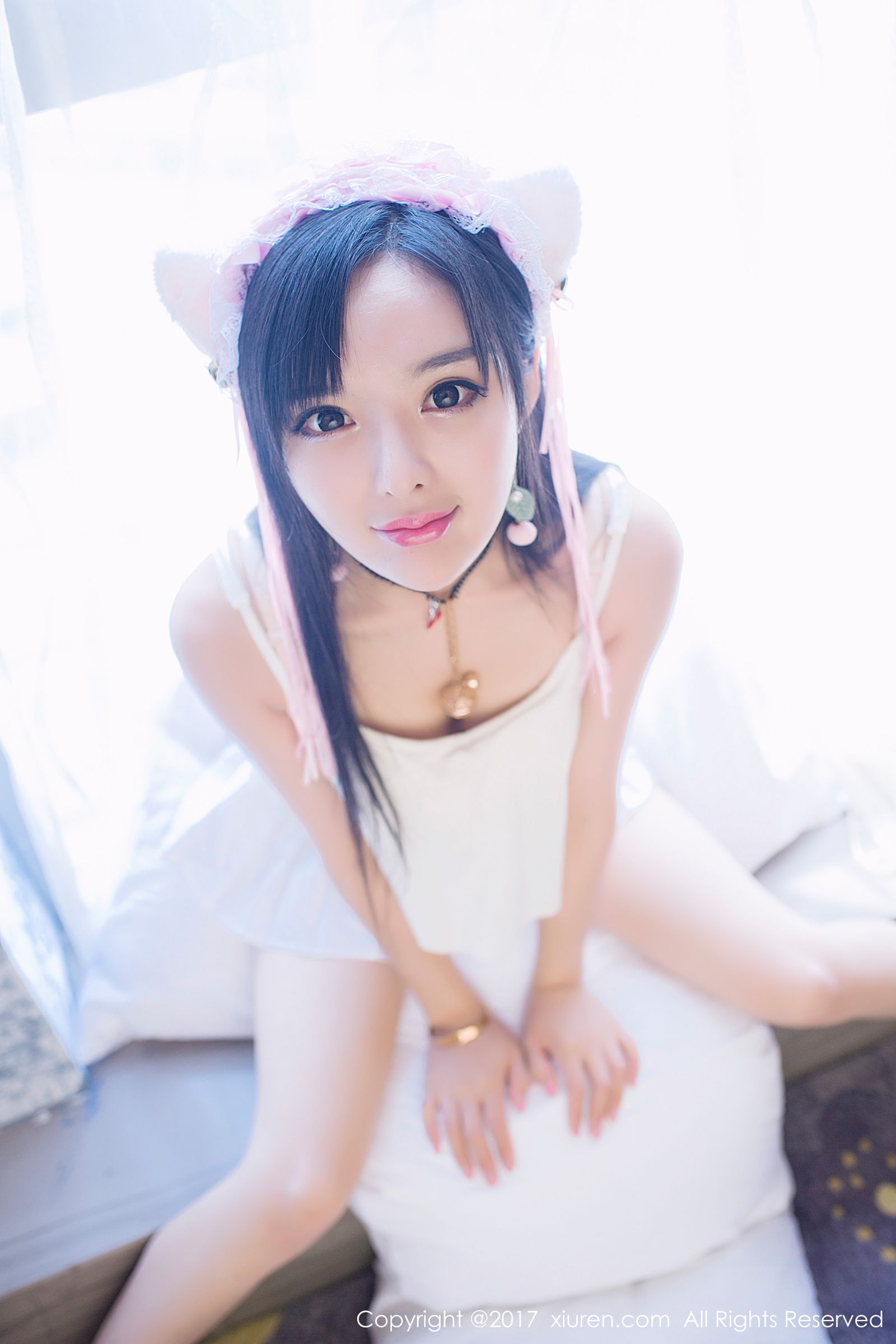 美娇娘柠檬baby 白色吊带小猫女