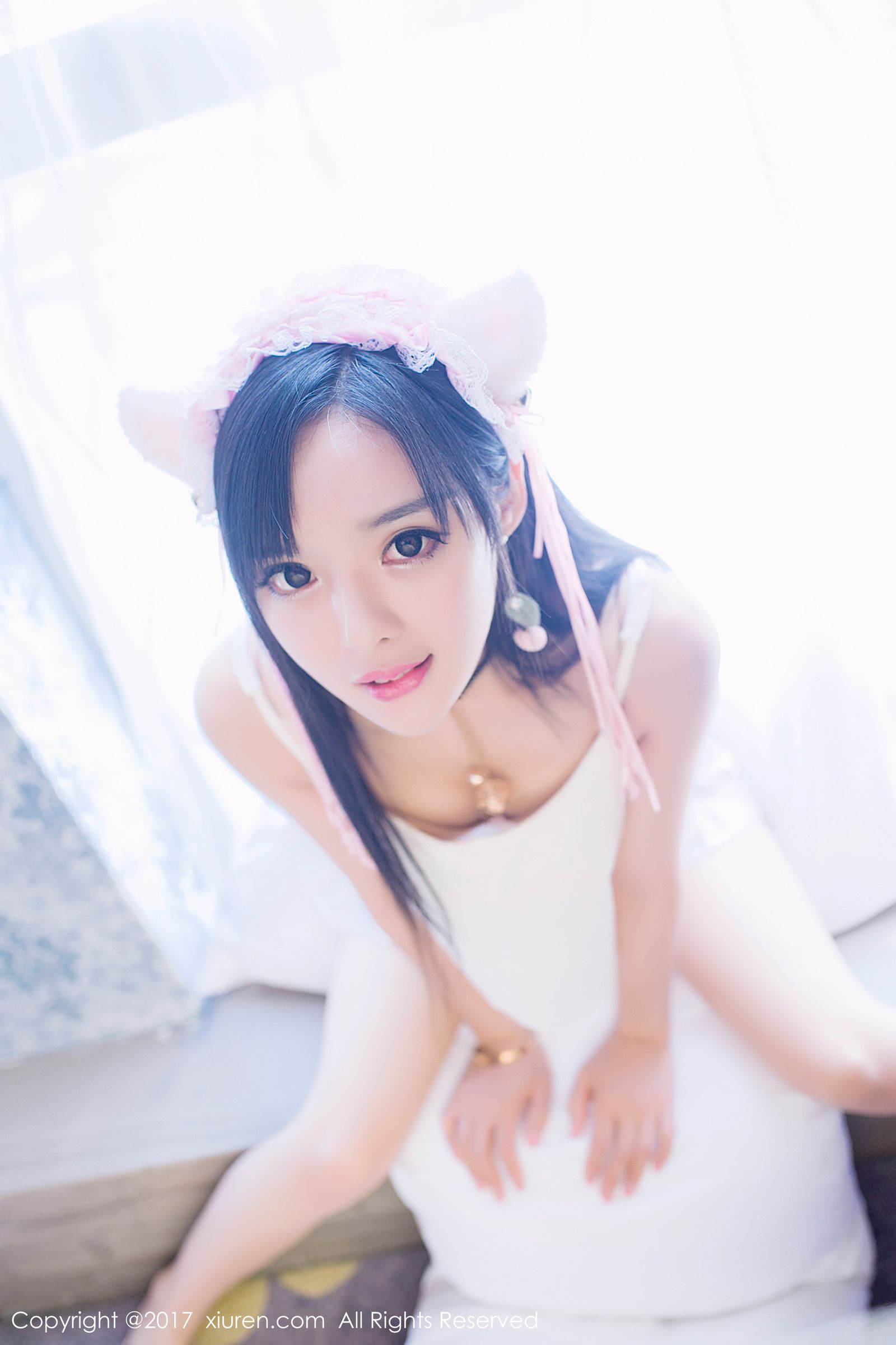 美娇娘柠檬baby 白色吊带小猫女