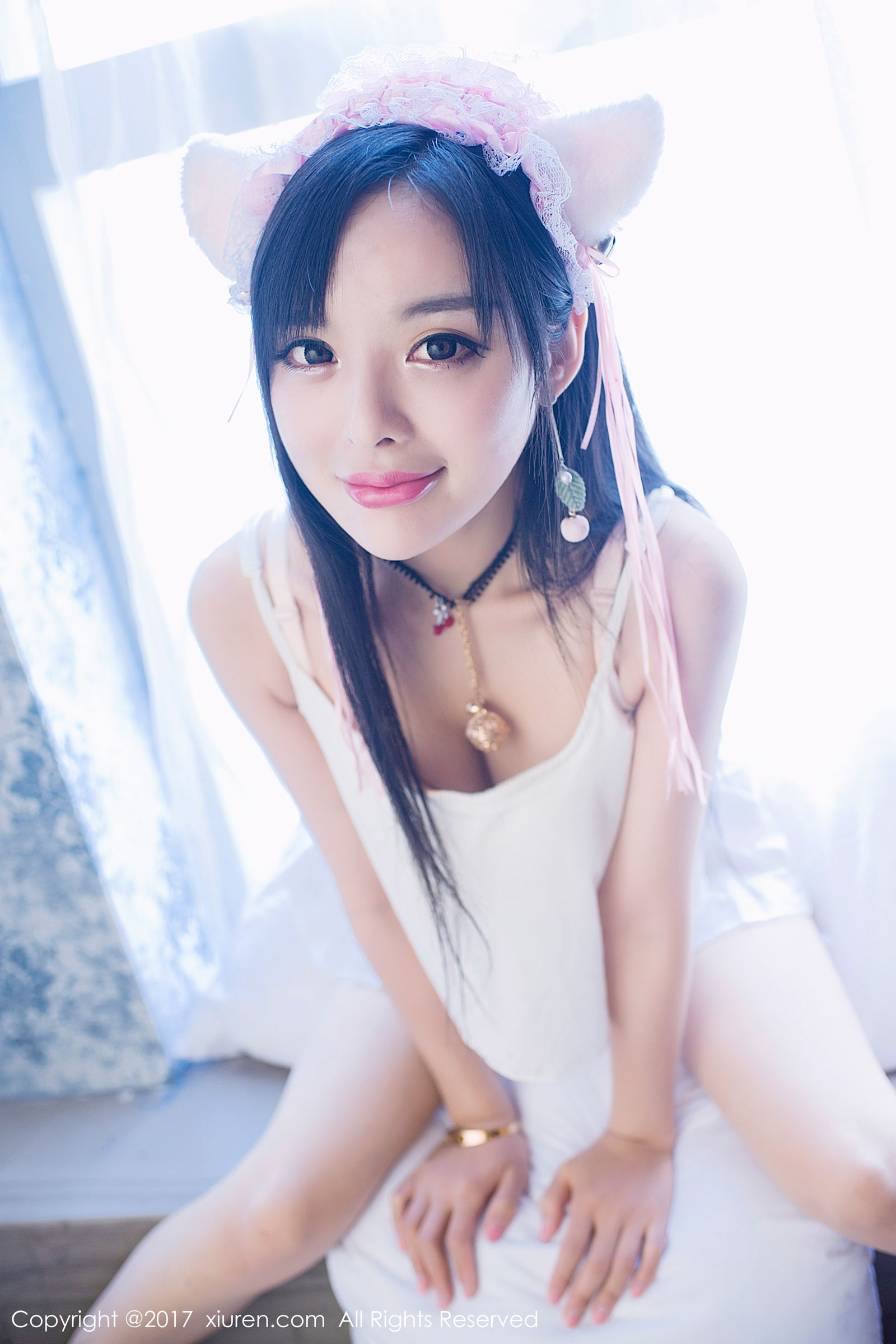 美娇娘柠檬baby 白色吊带小猫女