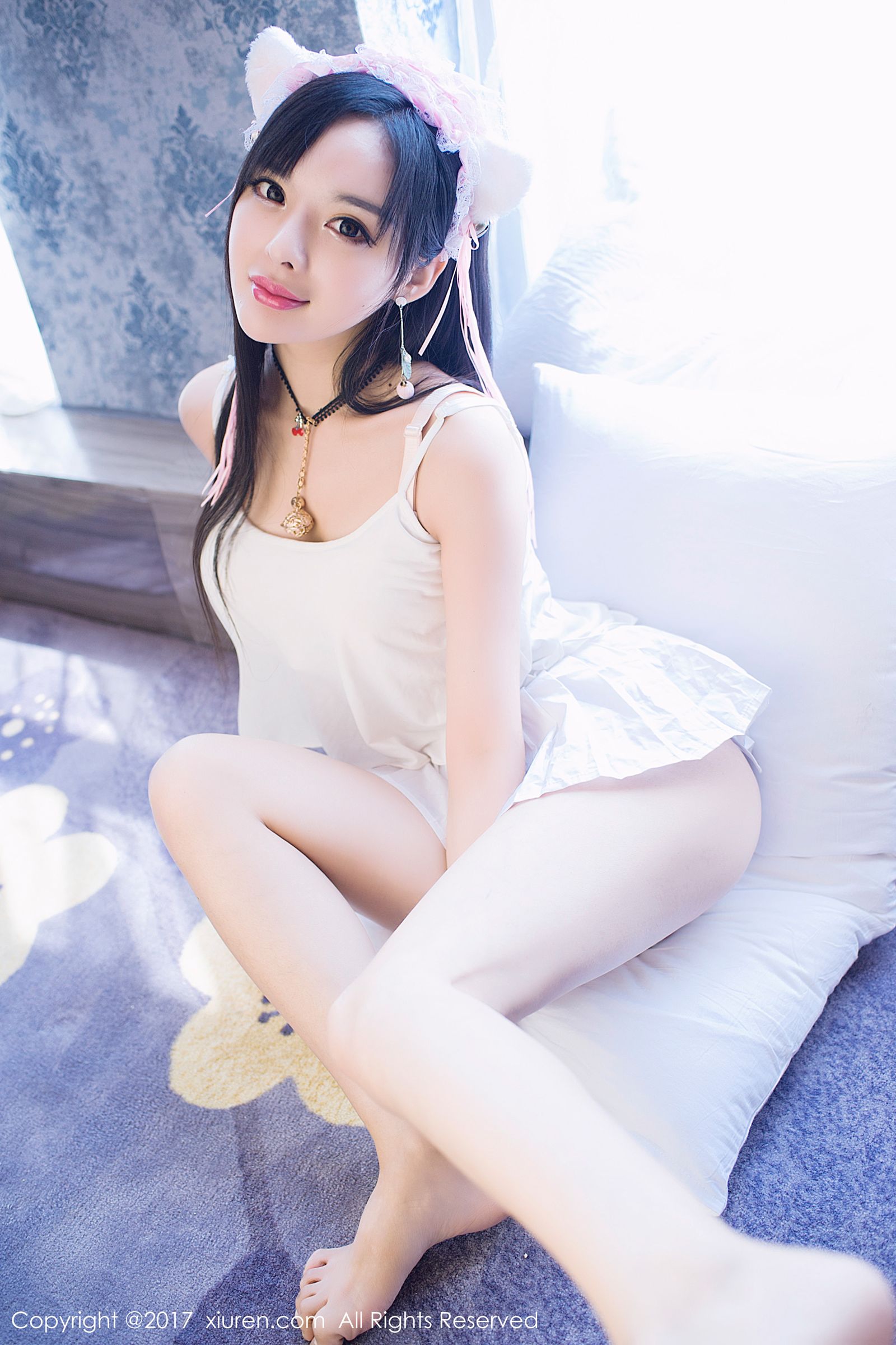 美娇娘柠檬baby 白色吊带小猫女