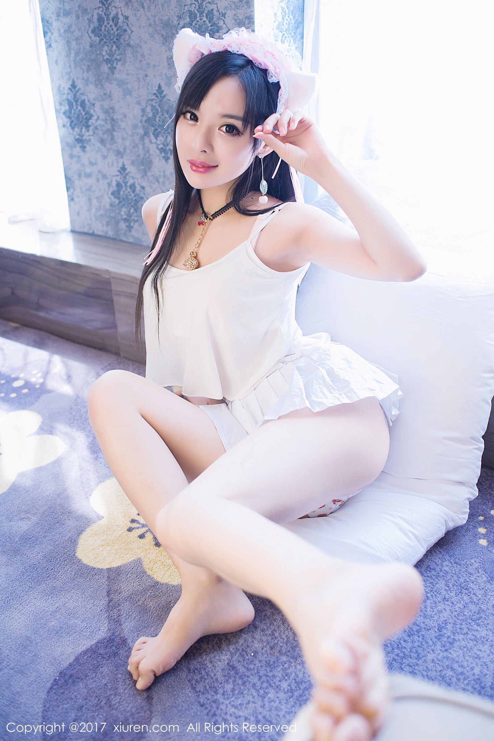 美娇娘柠檬baby 白色吊带小猫女