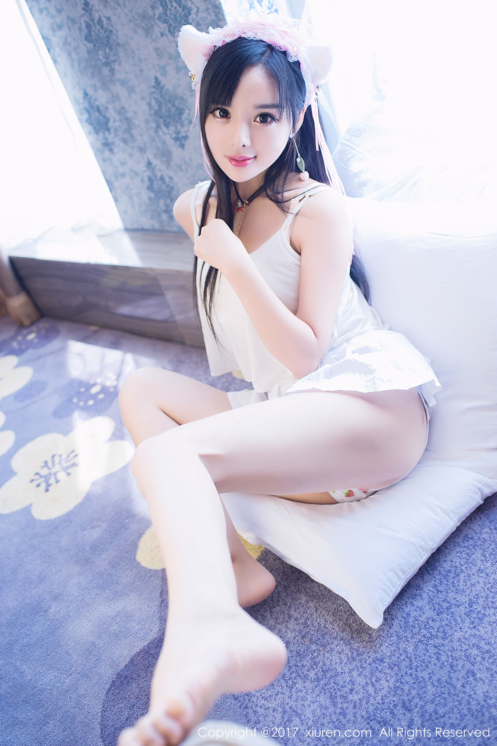 美娇娘柠檬baby 白色吊带小猫女