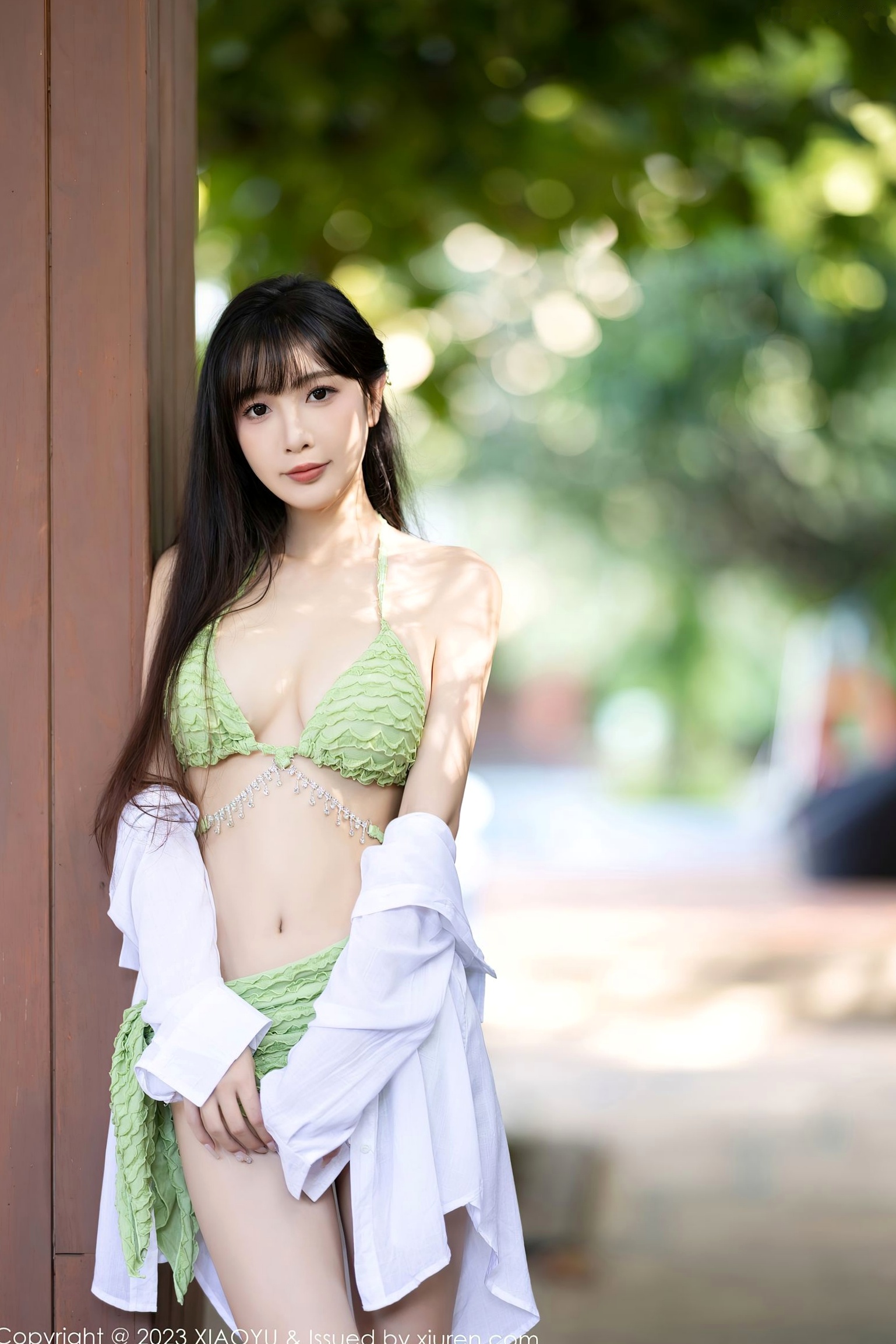 XiaoYu语画界-1145-林星阑-金属质感透视装与绿色比基尼-室内私房诱惑写真