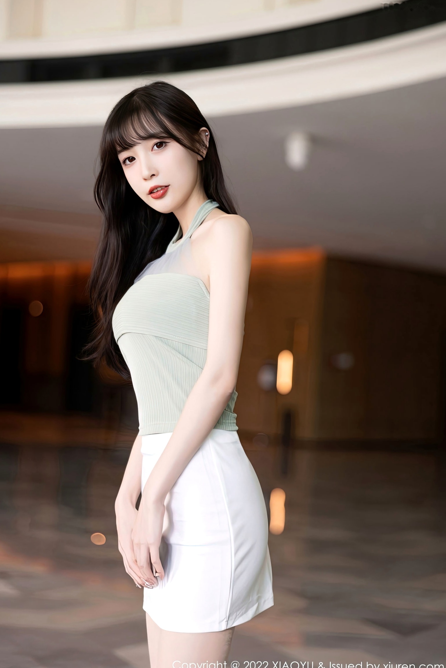 XiaoYu语画界-906-林星阑私房写真-清新粉色内衣与千鸟格椅优雅撩人-唯美室内气质女神大片