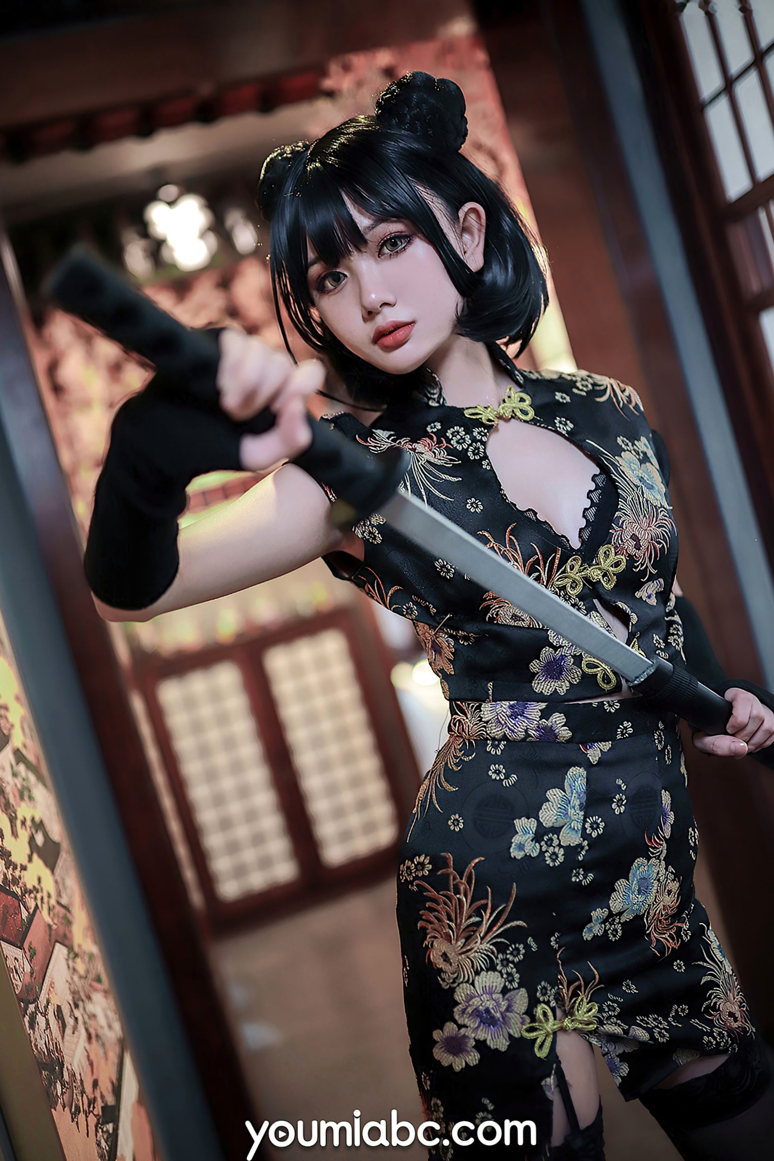 YouMi尤蜜-2020.12.12-您的蛋蛋-《旗袍武士娘》角色扮演性感私房照,改良旗袍与黑丝诱惑,又飒又美
