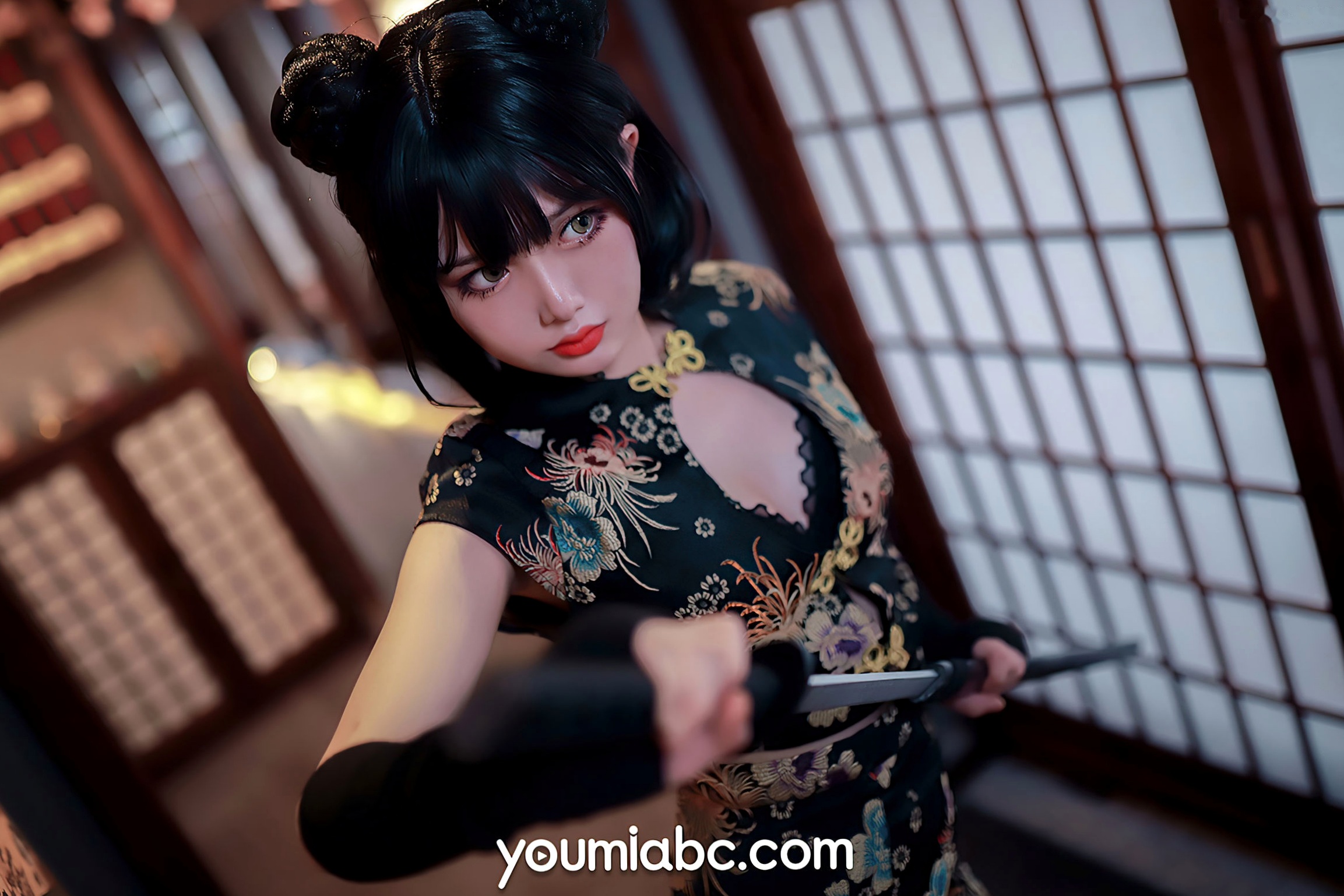 YouMi尤蜜-2020.12.12-您的蛋蛋-《旗袍武士娘》角色扮演性感私房照,改良旗袍与黑丝诱惑,又飒又美
