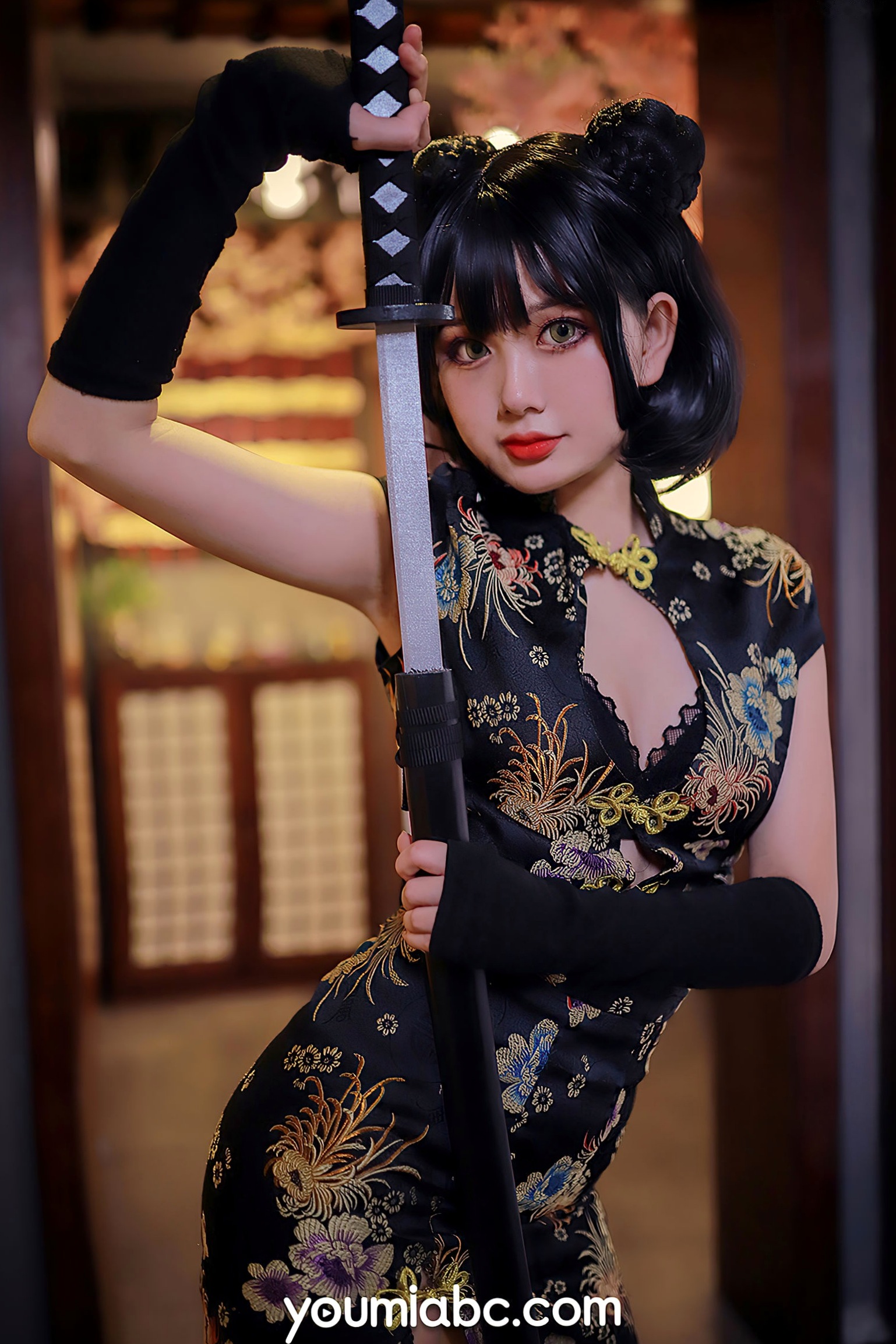 YouMi尤蜜-2020.12.12-您的蛋蛋-《旗袍武士娘》角色扮演性感私房照,改良旗袍与黑丝诱惑,又飒又美