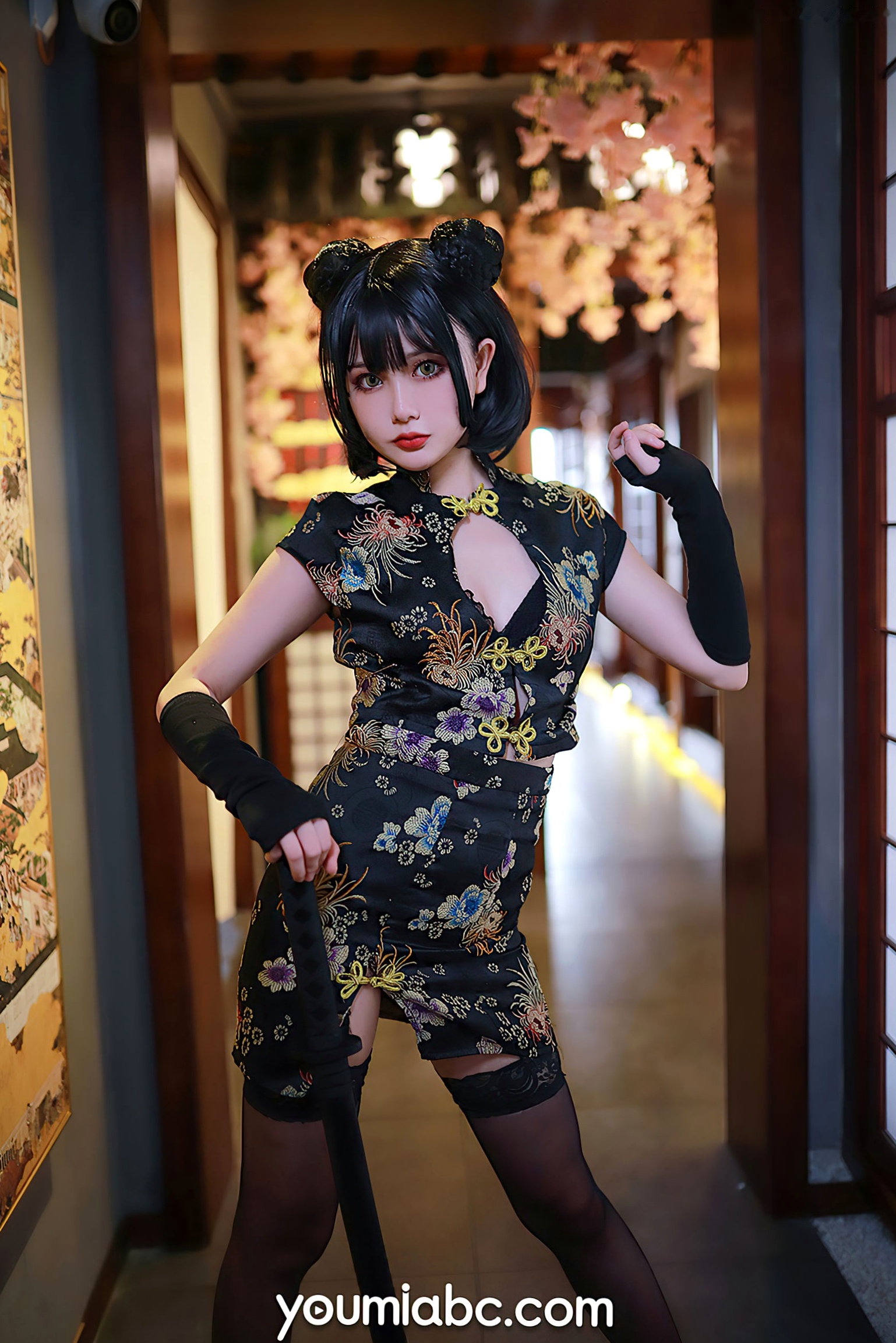 YouMi尤蜜-2020.12.12-您的蛋蛋-《旗袍武士娘》角色扮演性感私房照,改良旗袍与黑丝诱惑,又飒又美