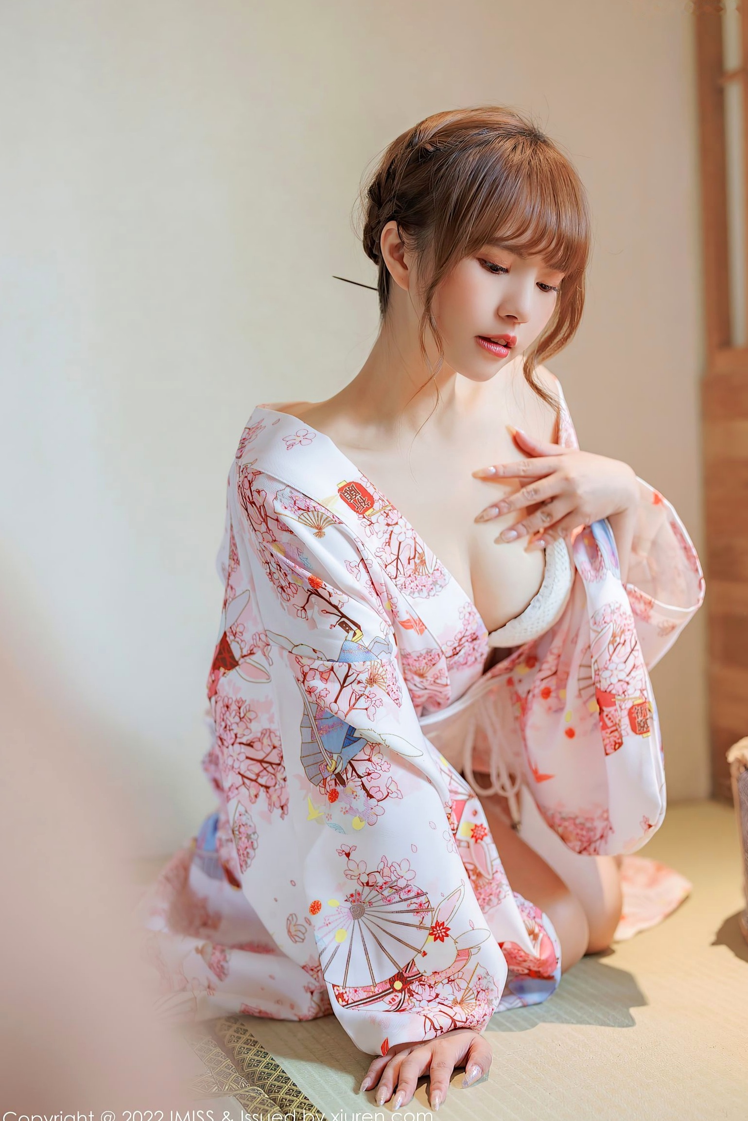 IMiss爱蜜社-676-张思允Nice-日系樱花和服私房写真,清新碎花内衣旅拍,演绎梦幻少女唯美大片